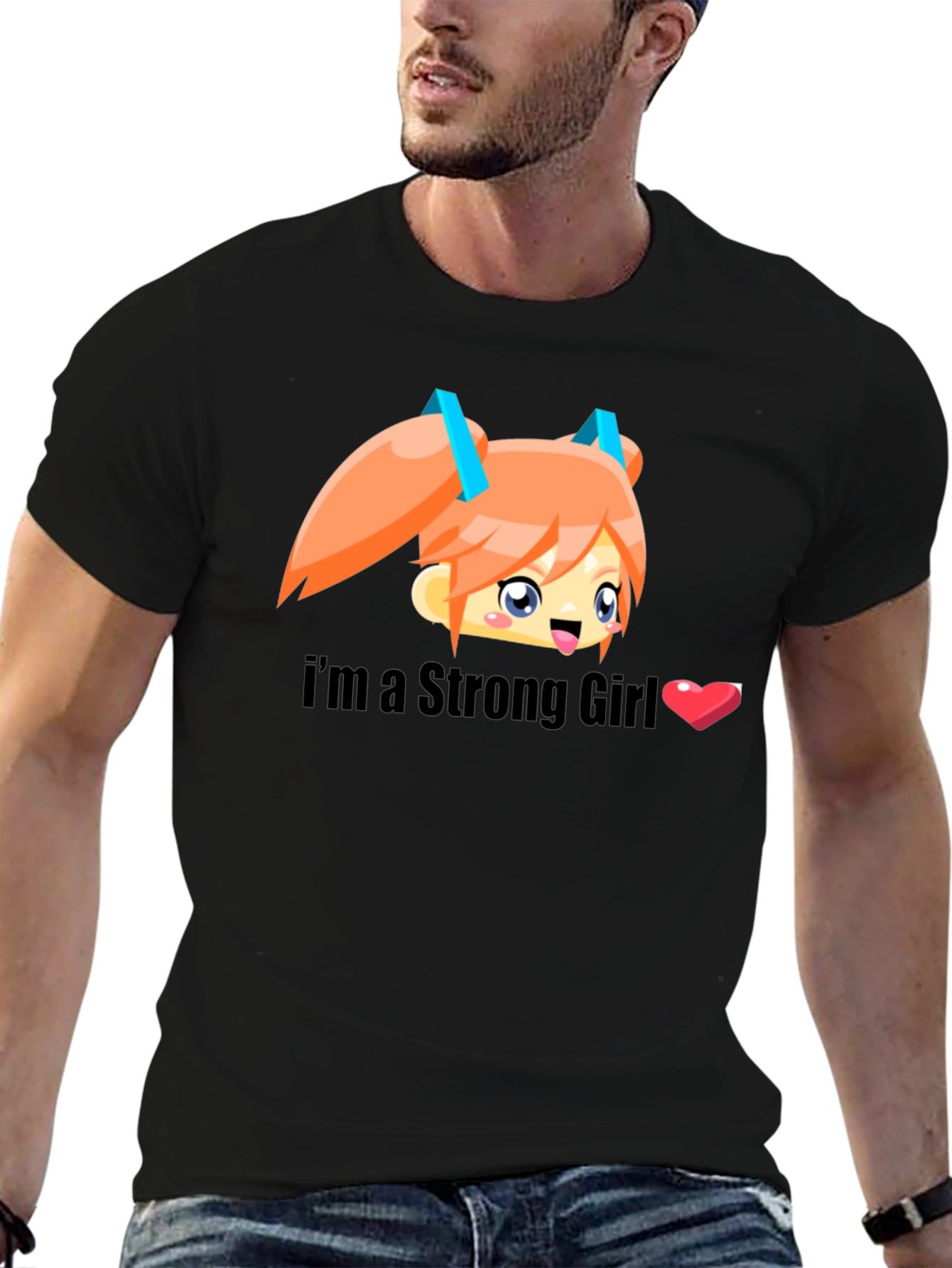 Black I'm a Strong Girl Black T-Shirt view 6