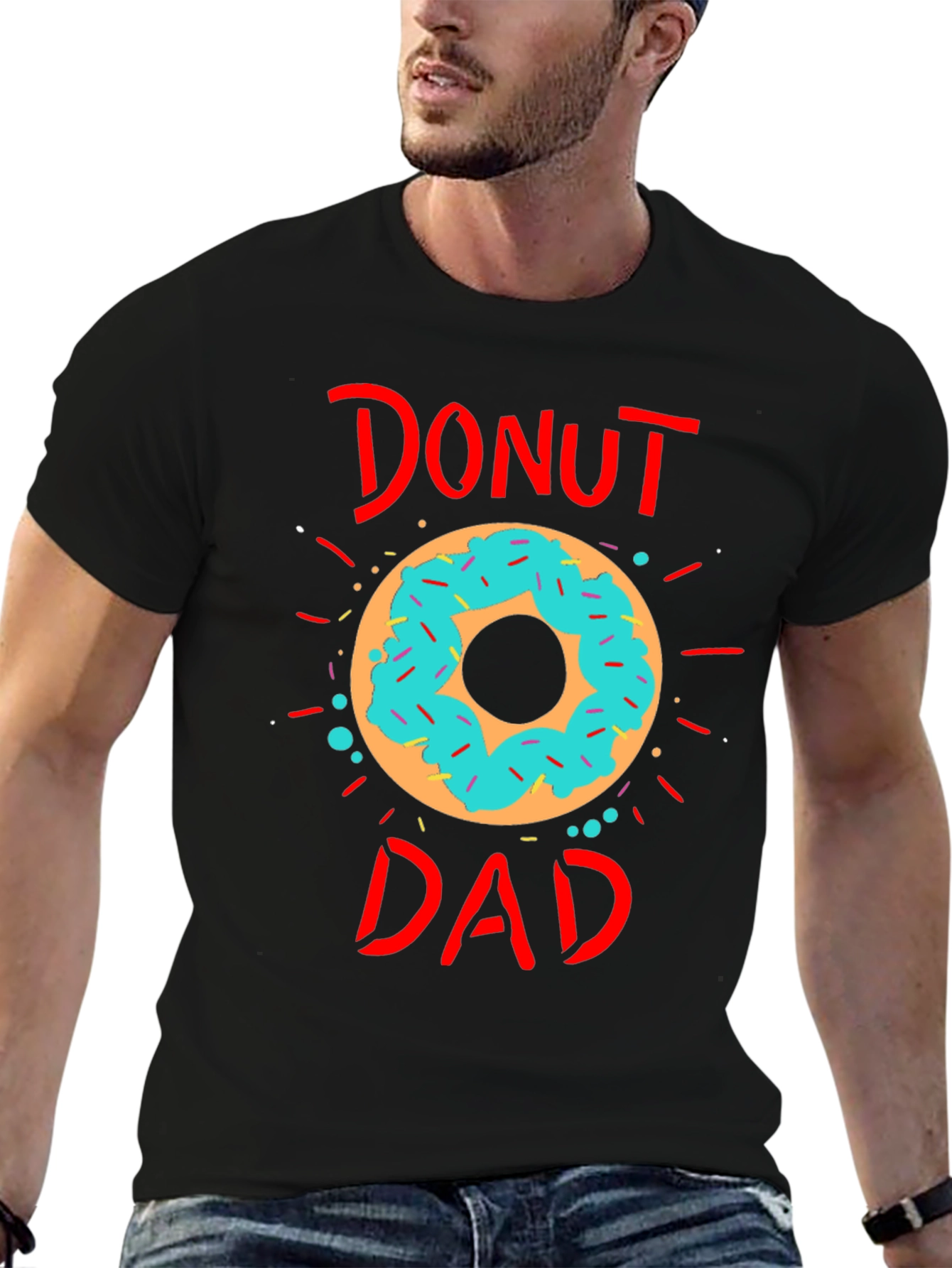 Black Donut Dad T-Shirt - Father's Day Tee view 6
