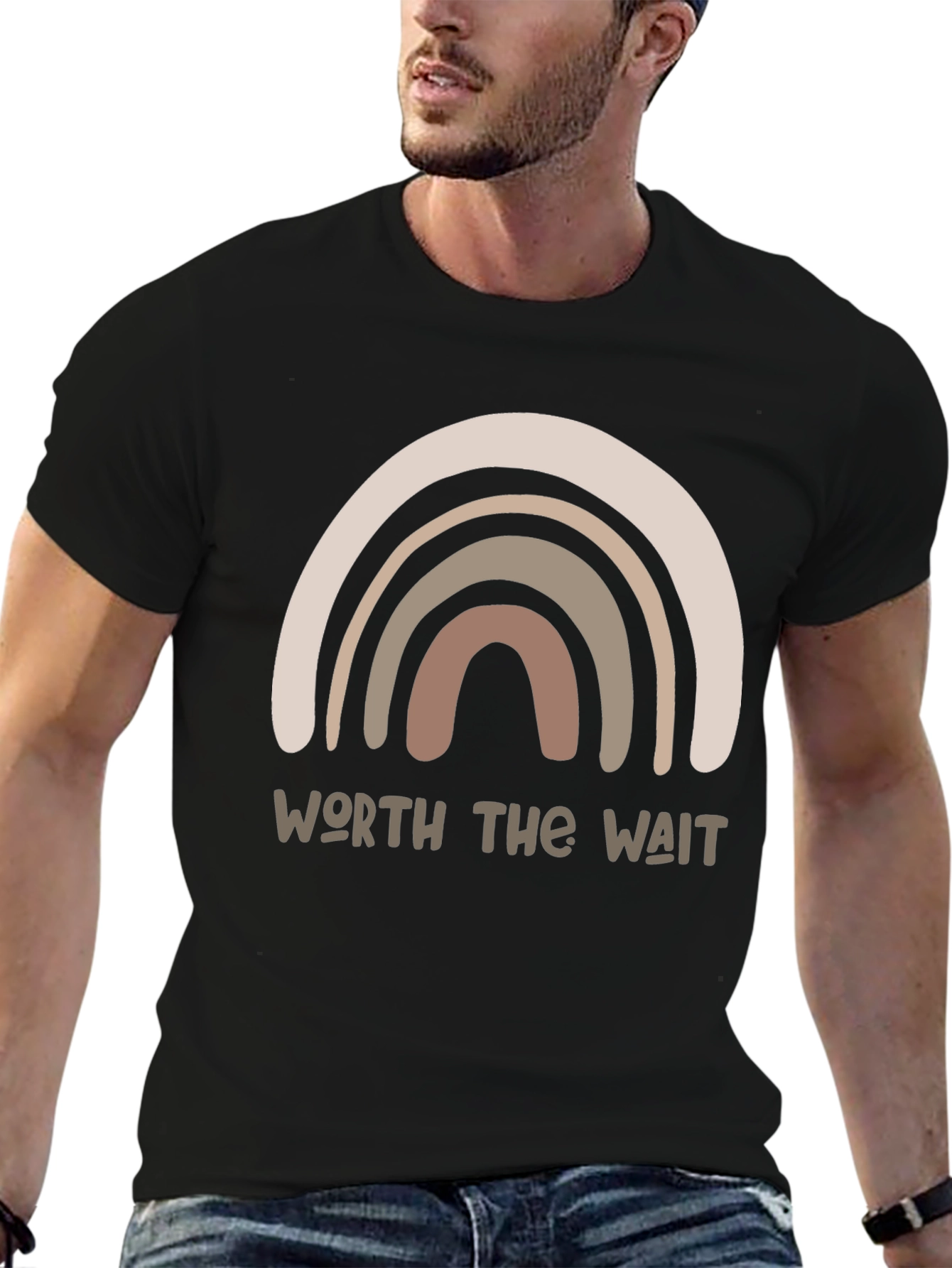 Black Worth the Wait Rainbow Graphic Tee - Unisex view 6