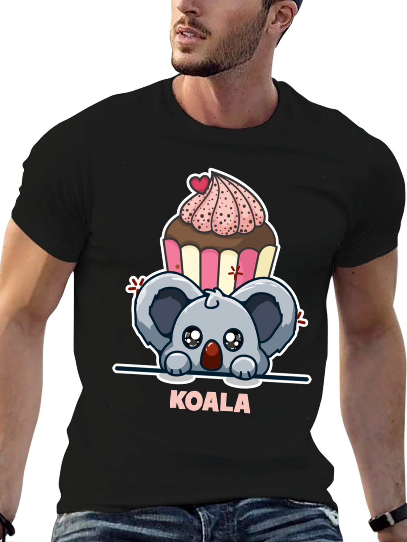 Black Koala & Cupcake Graphic Tee - Sweet Kawaii Style view 6