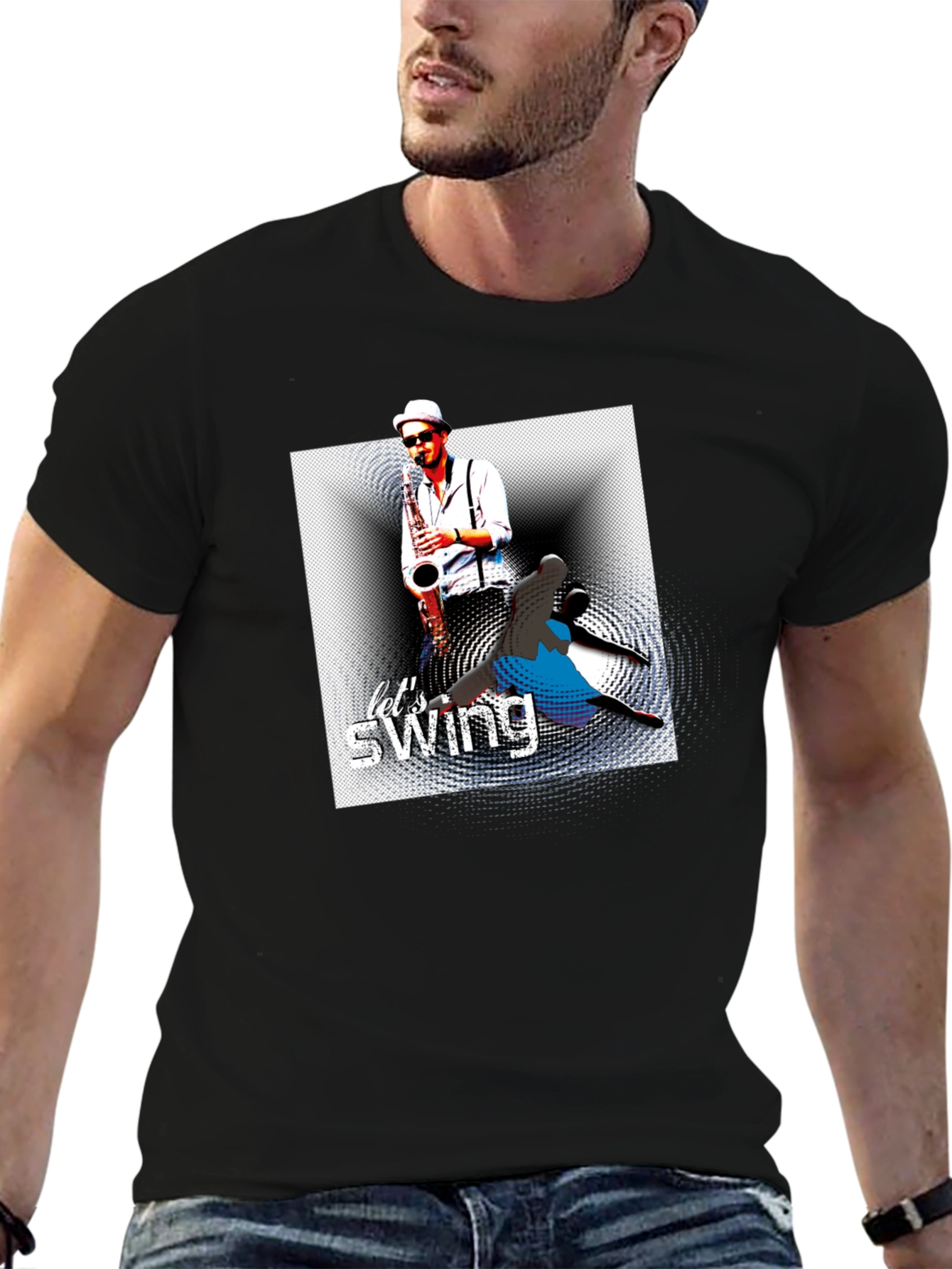 Black Let's Swing Graphic T-Shirt - Black view 6