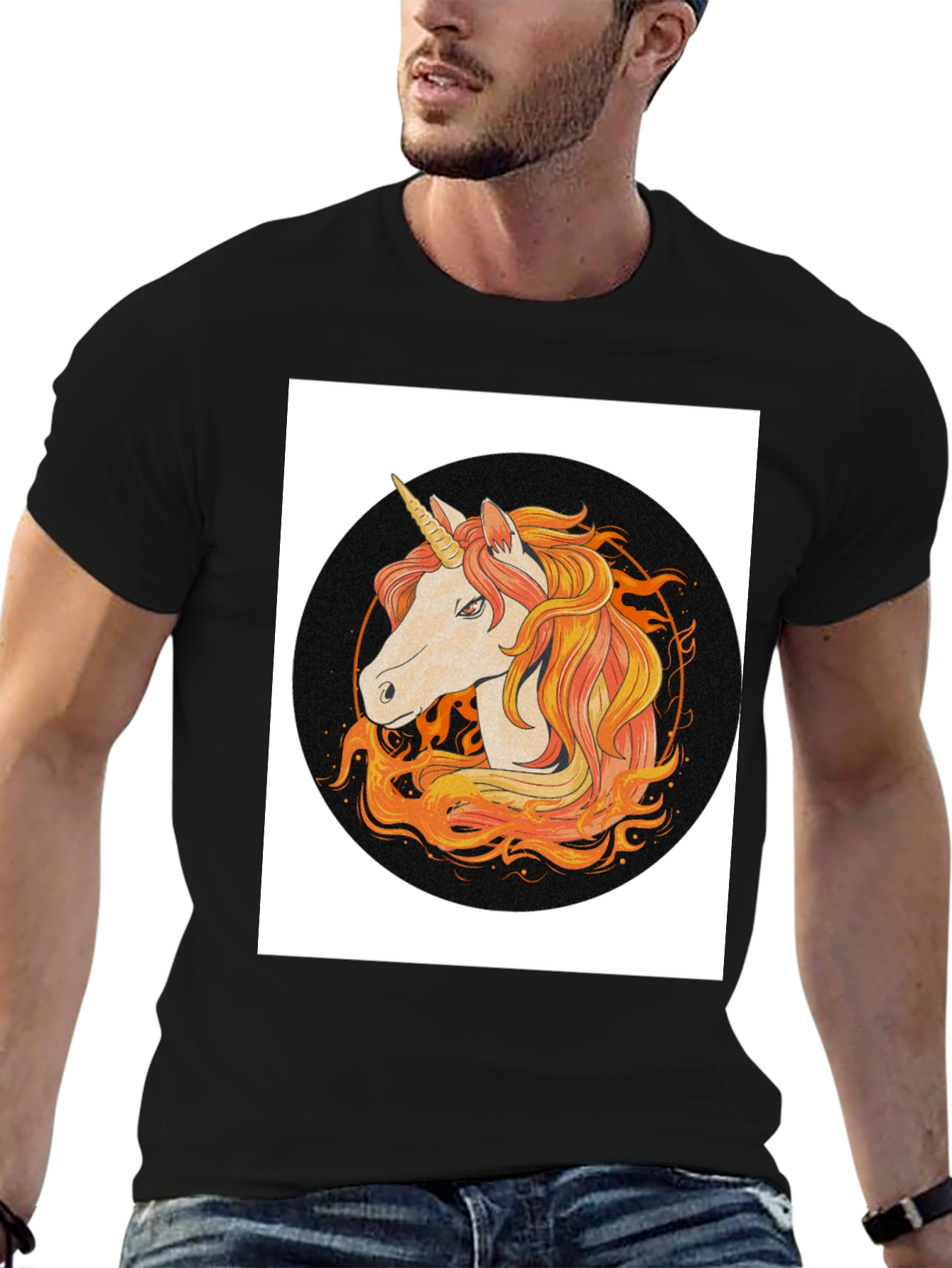 Black Unicorn Graphic Tee - Black Cotton Blend view 6