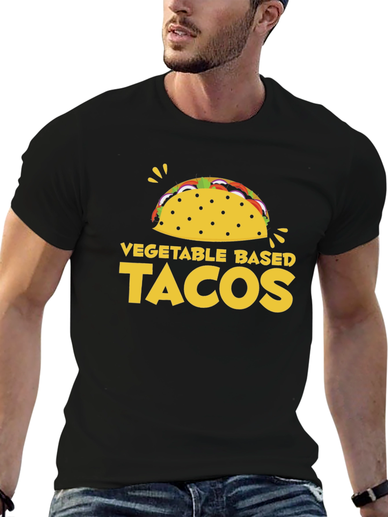 Black Vegetable Based Tacos Graphic T-Shirt view 6