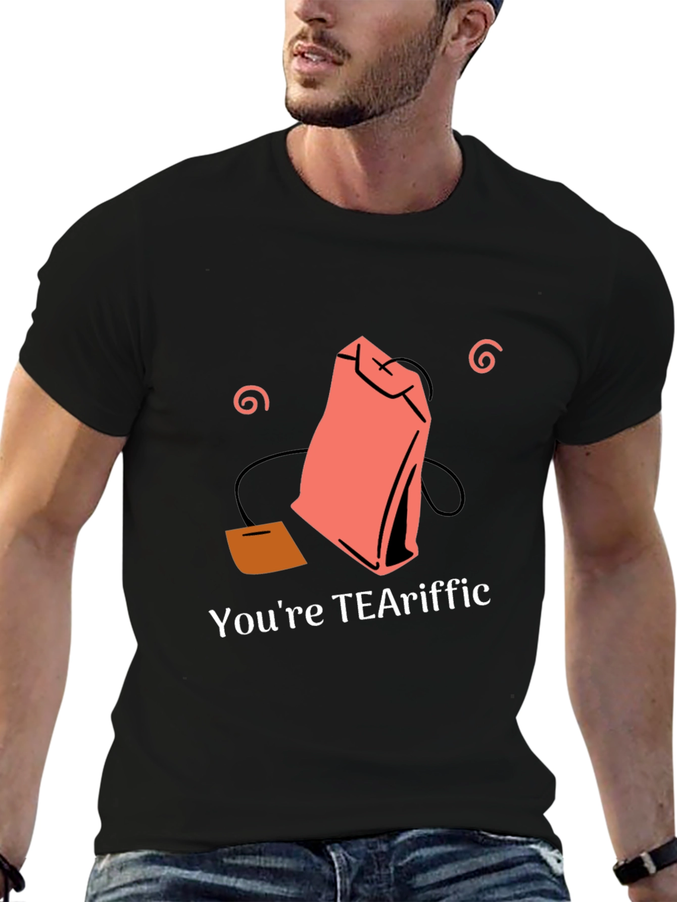 Black You're TEAriffic T-Shirt - Tea Lover Gift view 6