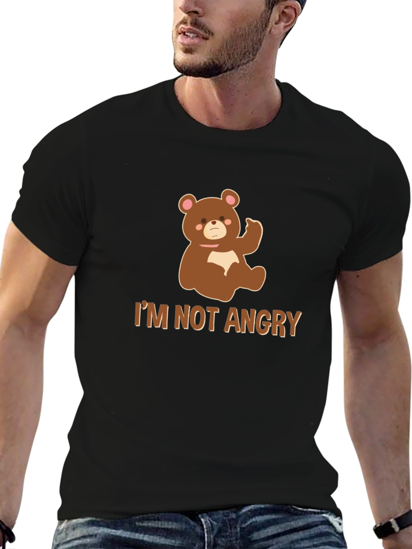 Black I'm Not Angry Bear T-Shirt - Funny Graphic Tee view 6