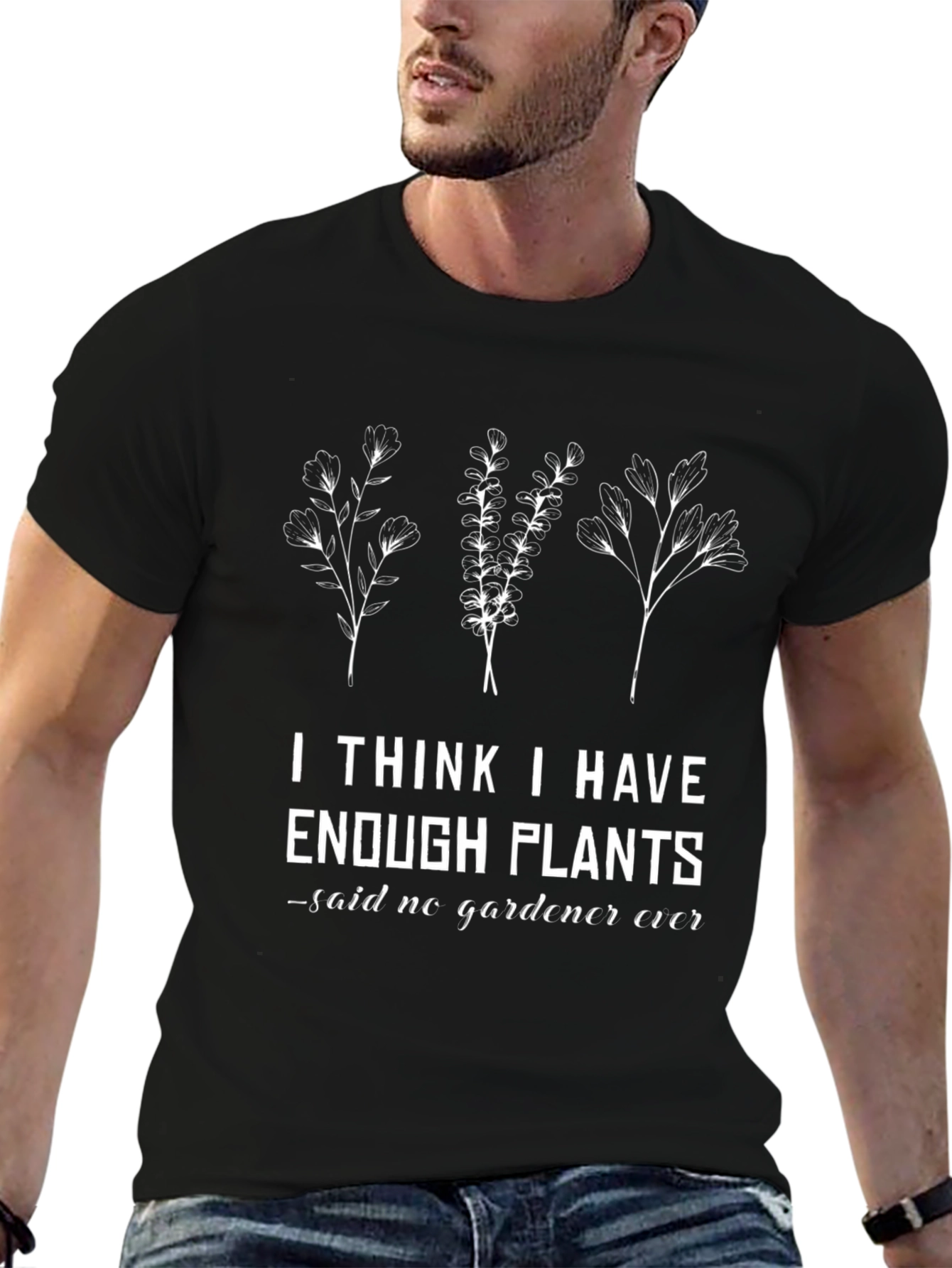 Black Funny Gardener T-Shirt - Enough Plants? Never! view 6