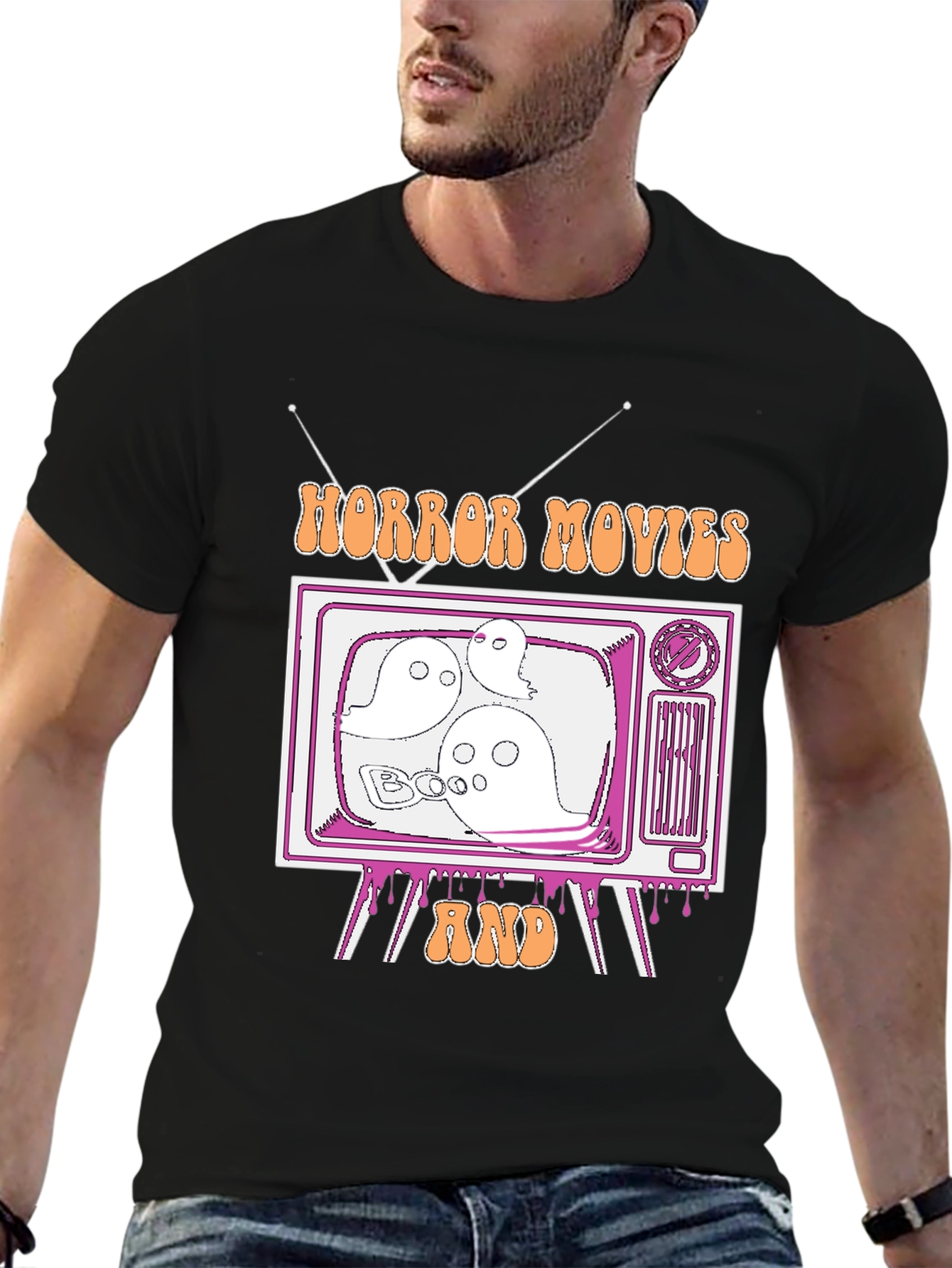 Black Horror Movies & Chill Graphic Tee view 6