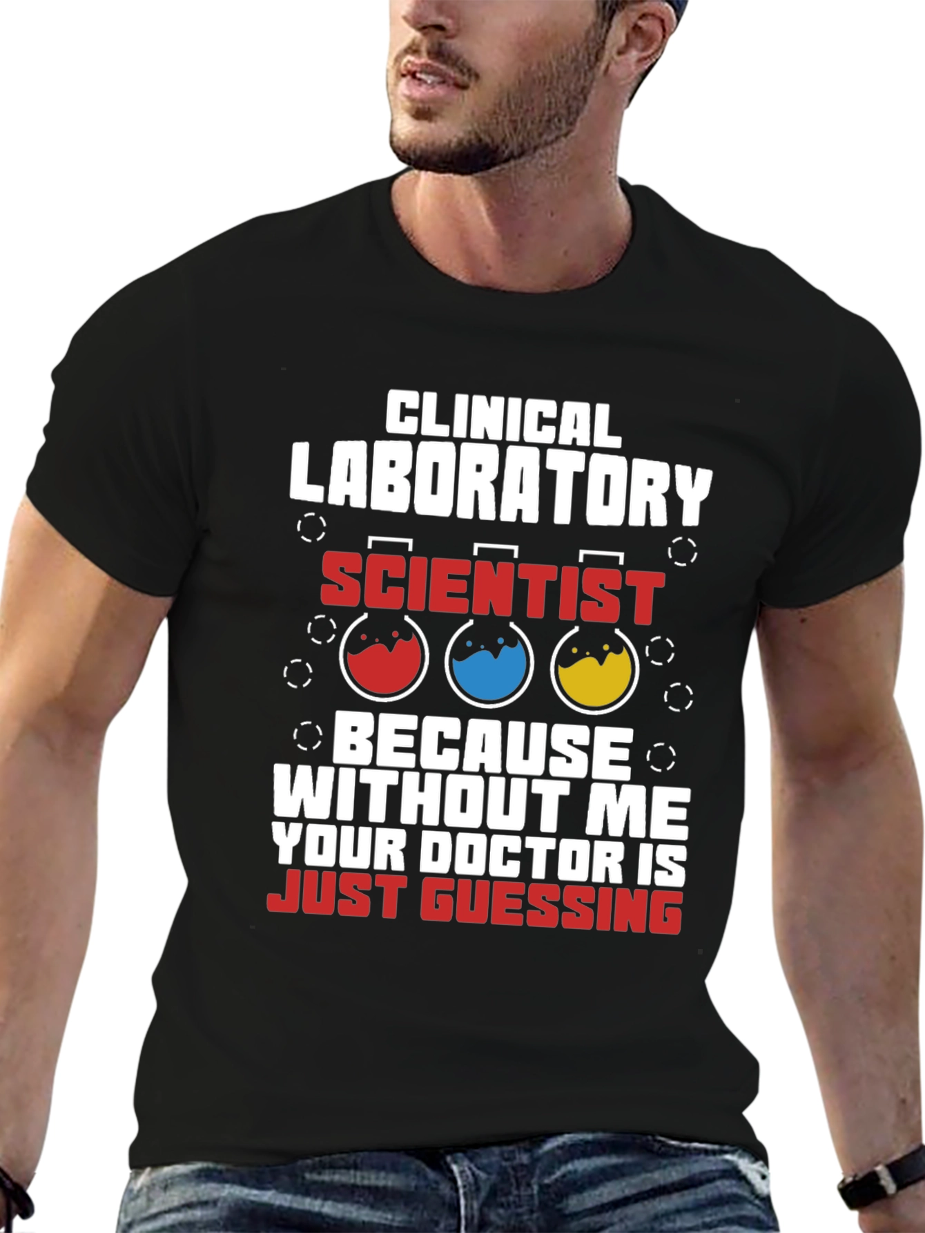 Black Clinical Lab Scientist T-Shirt - Doctor Guessing Humor view 6