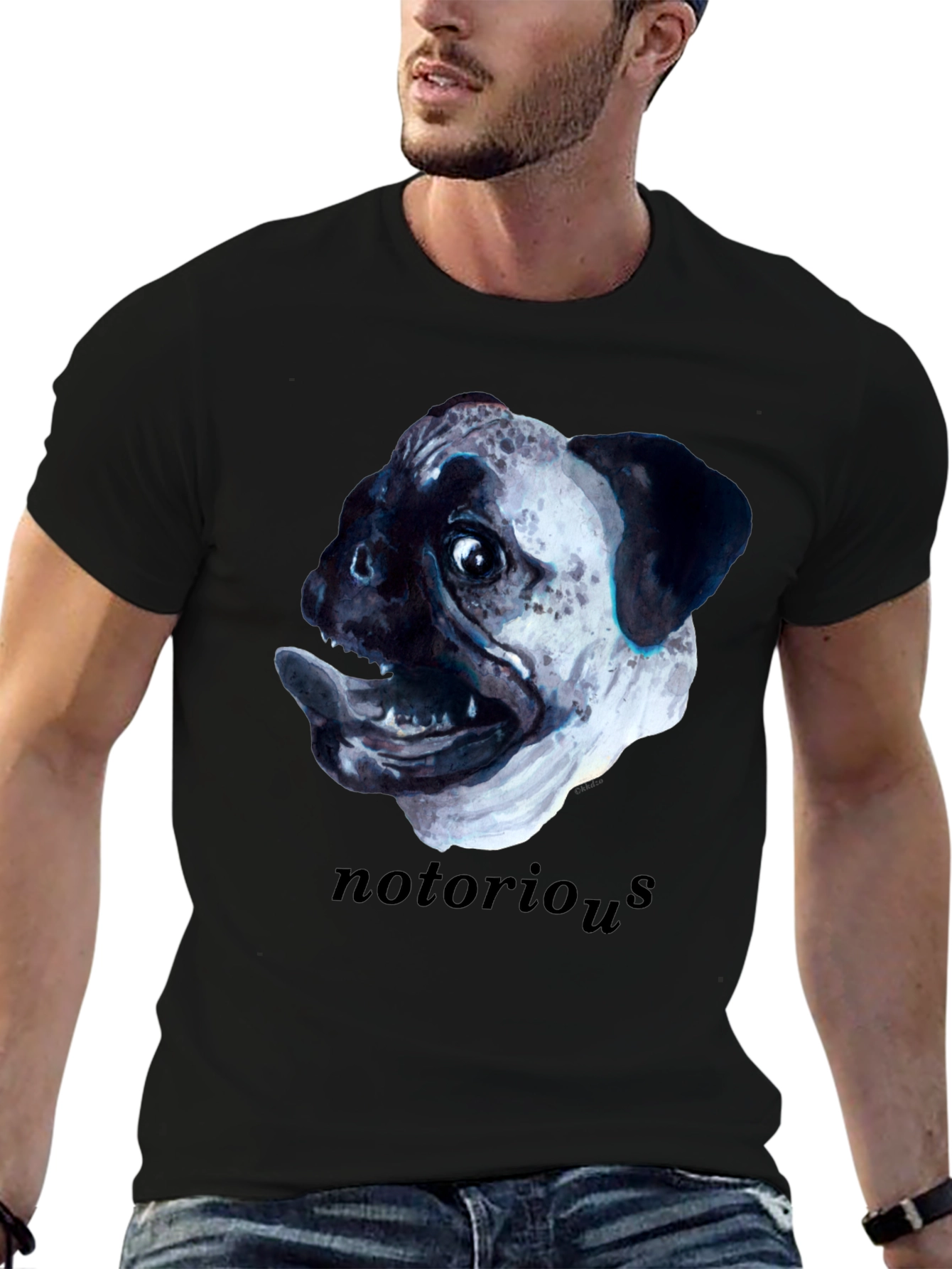 Black Notorious Pugs T-Shirt - Funny Dog Tee view 6