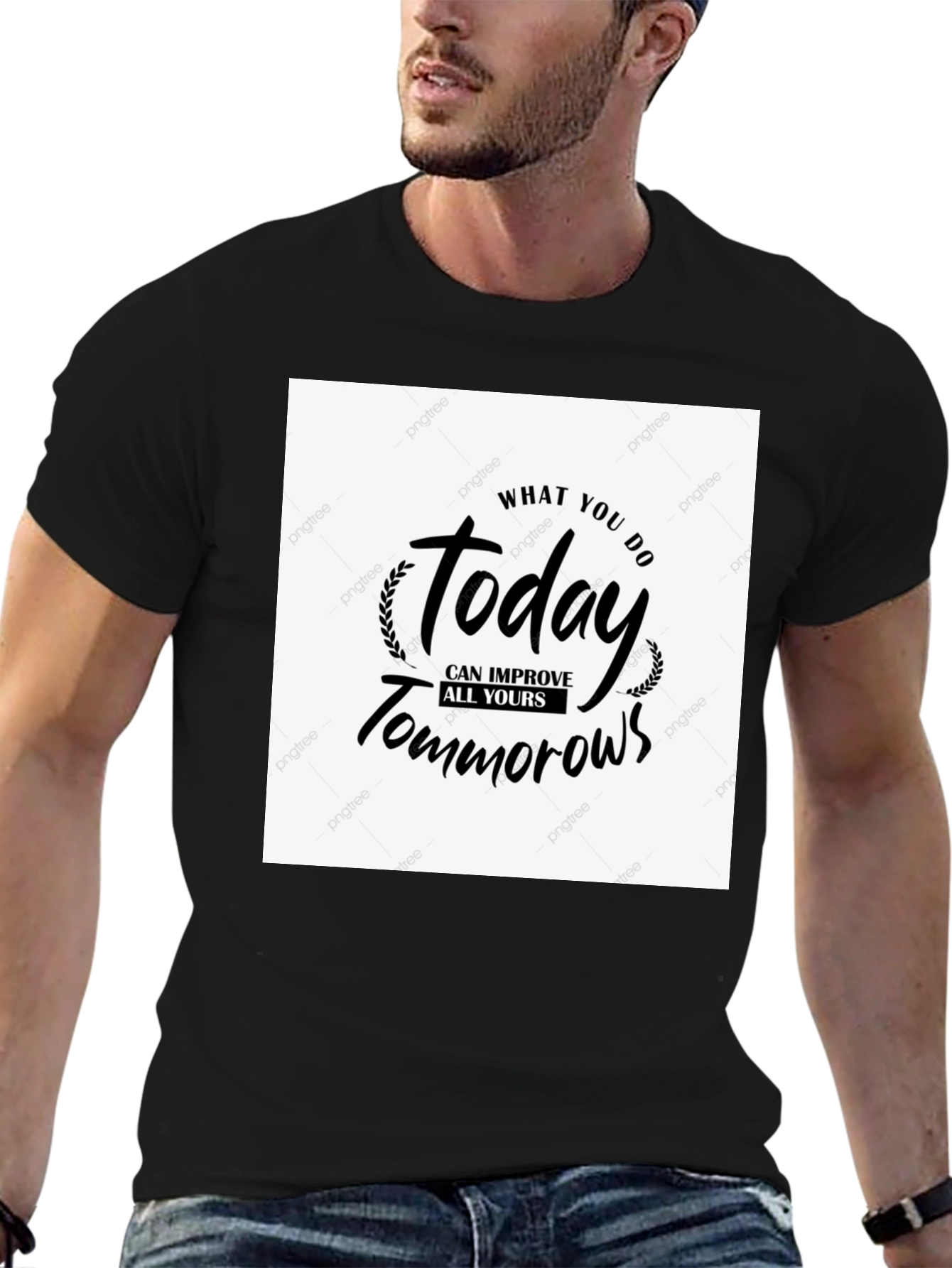 Black Motivational T-Shirt - Today Improves Tomorrows view 6