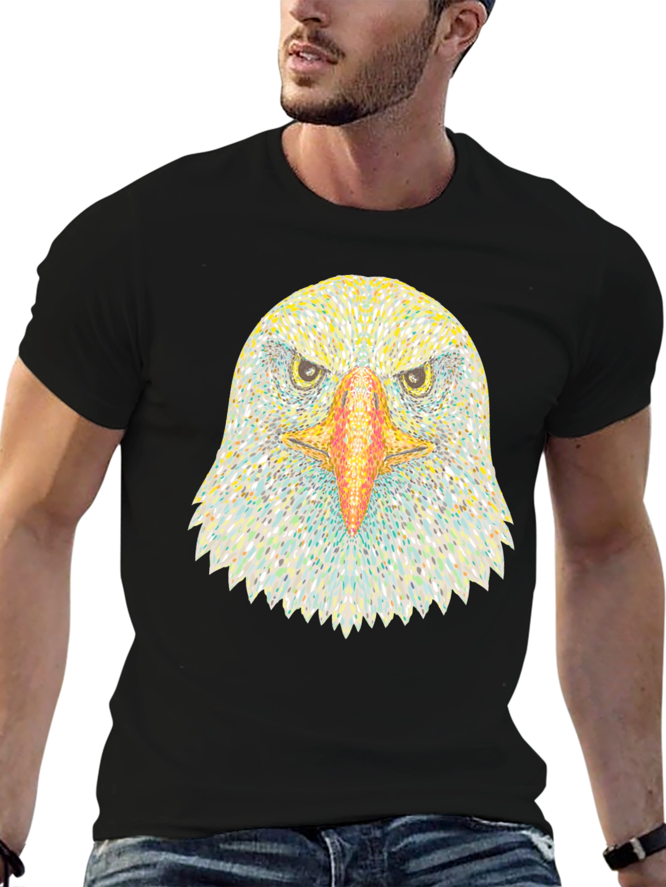 Black Eagle Graphic Print Black T-Shirt view 6