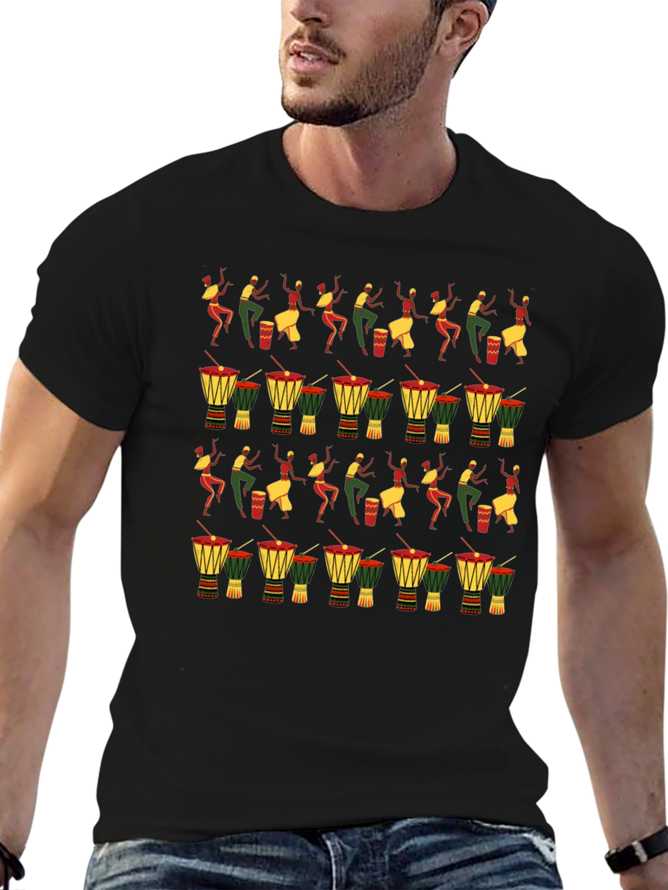 Black African Drummer Graphic Tee - Rhythm & Culture view 6