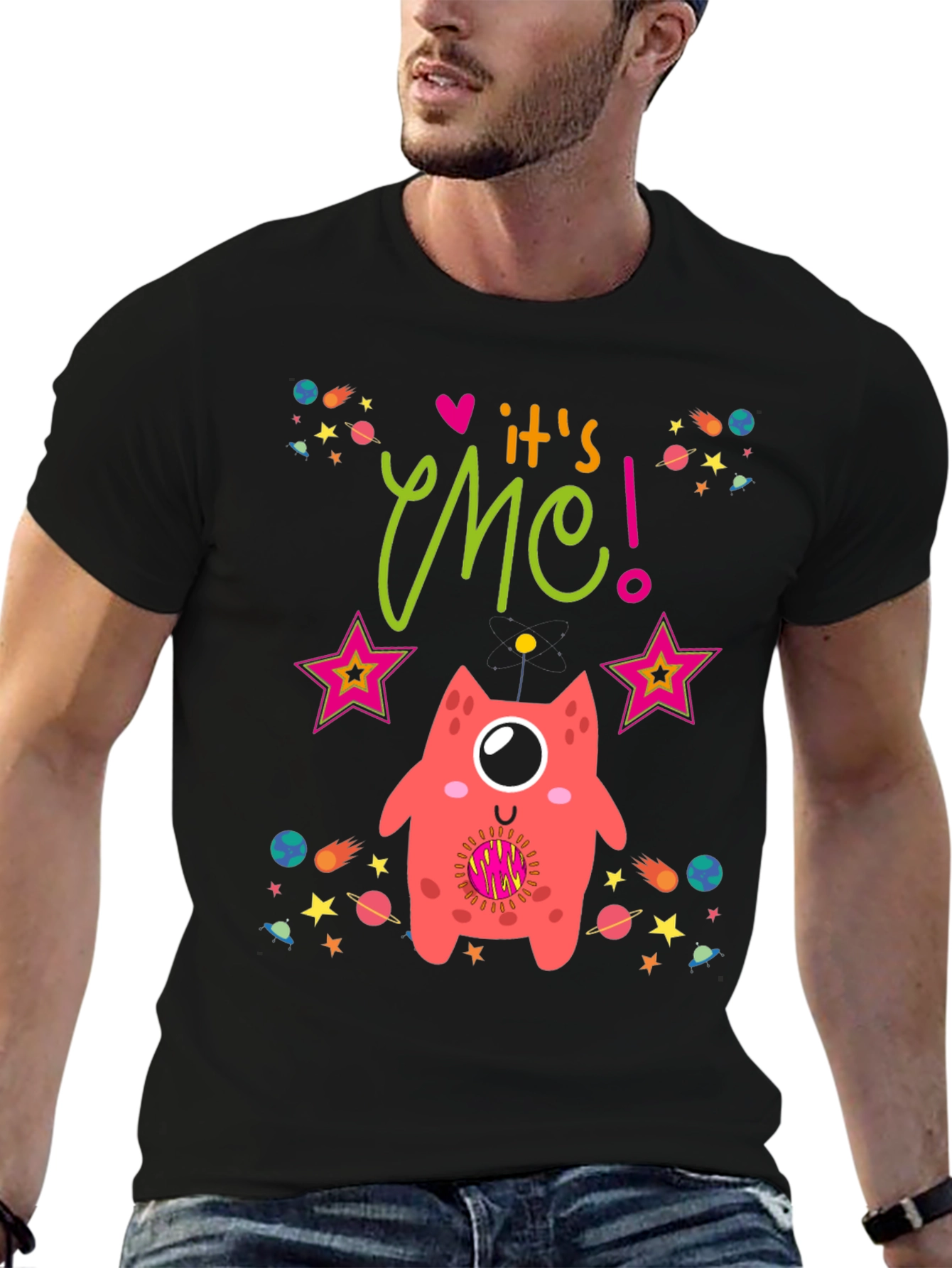 Black It's Me! Monster Graphic Tee - Space Lover view 6
