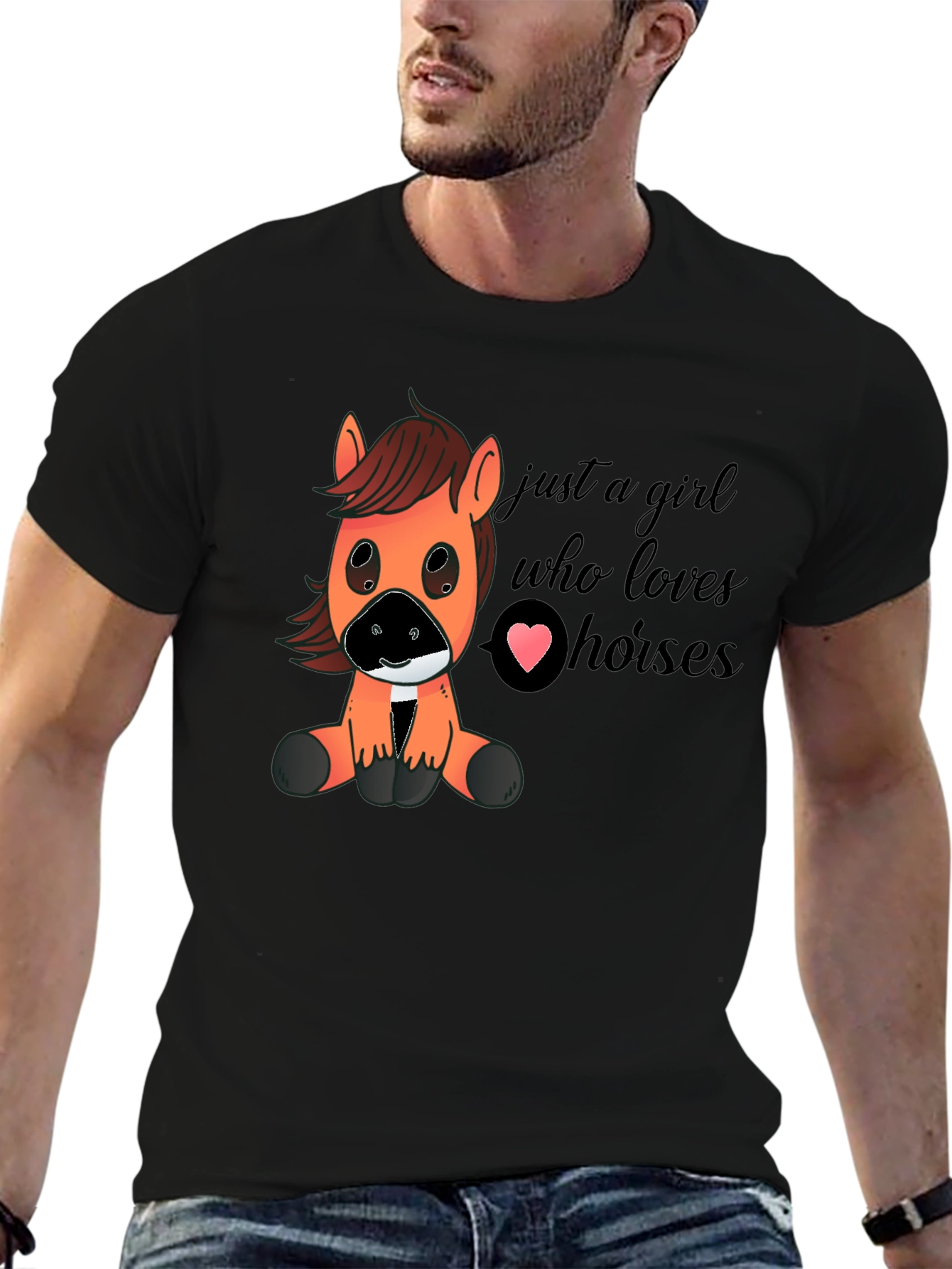 Black Cute Horse Lover T-Shirt - Just A Girl Who Loves Horses view 6