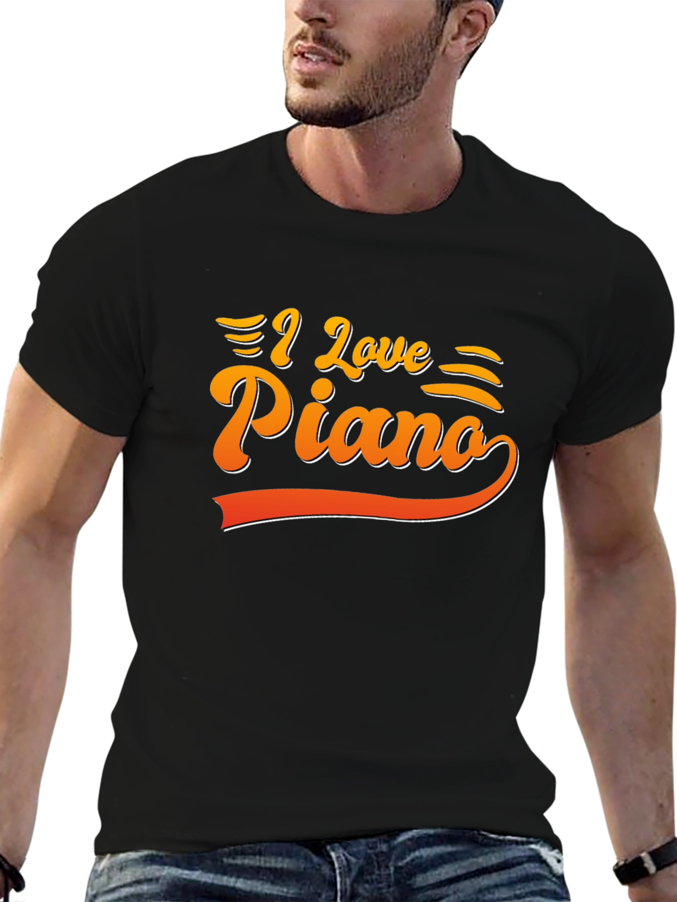 Black I Love Piano Graphic Tee - Music Lover's T-Shirt view 6