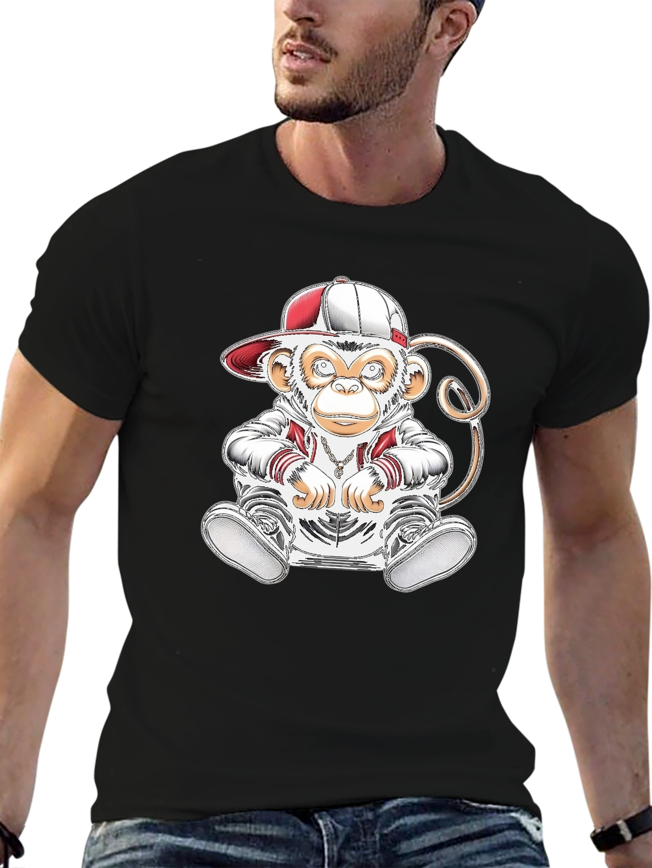 Black Cool Monkey Graphic T-Shirt - Urban Style view 6