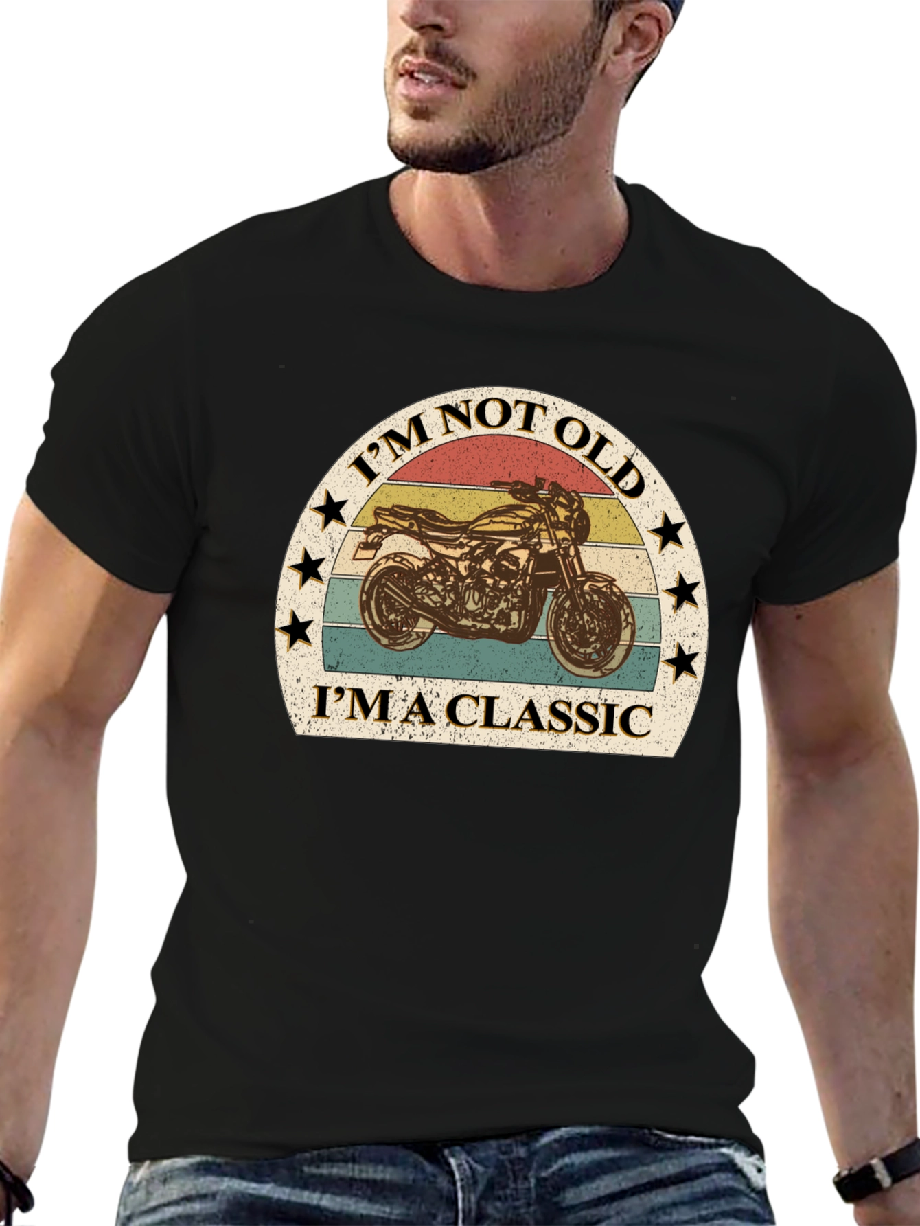 Black Classic Motorcycle Graphic Tee - I'm Not Old view 6