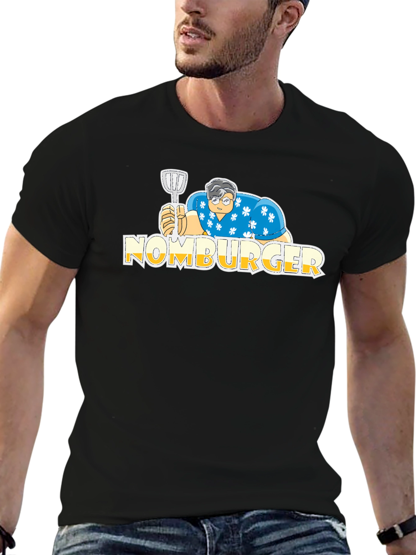 Black NomBurger Black T-Shirt - Fun Graphic Tee view 6