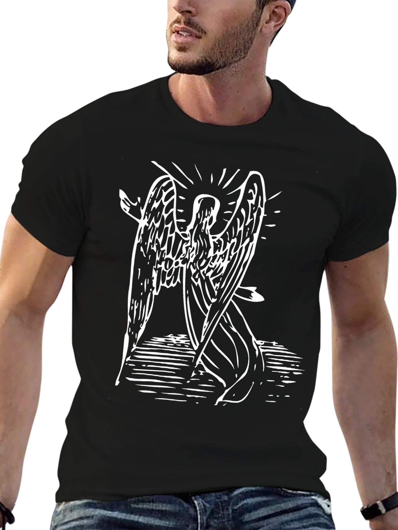 Black Angel Graphic Black T-Shirt view 6