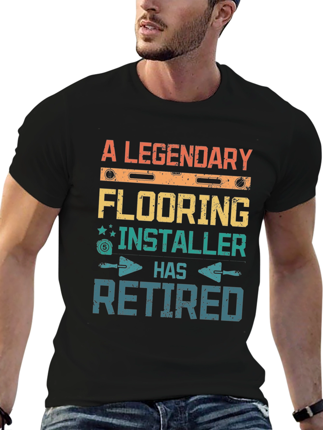 Black Retired Flooring Installer T-Shirt - Legendary view 6