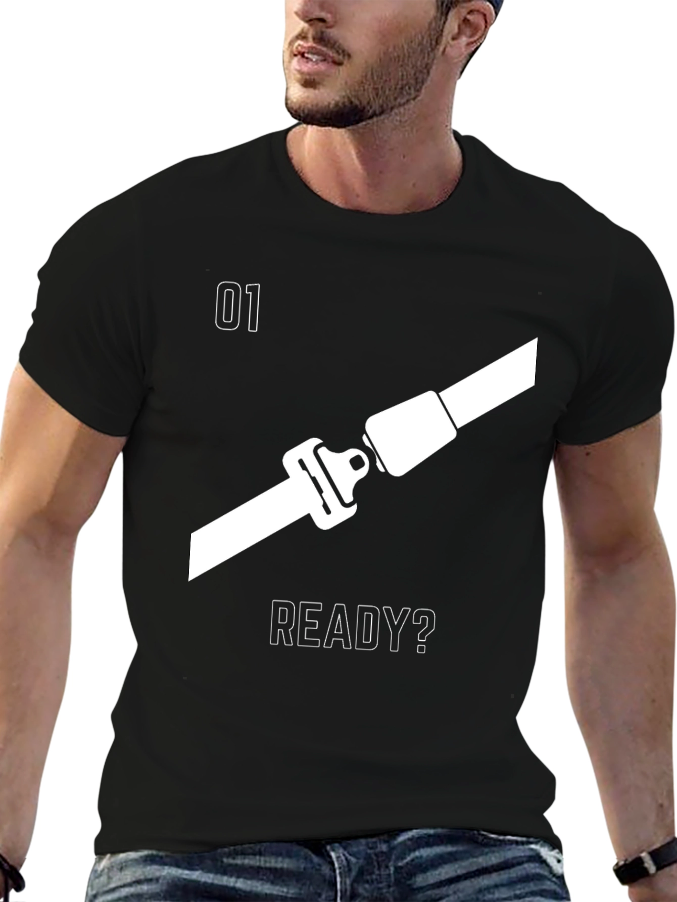 Black Seatbelt Ready T-Shirt - Black Graphic Tee view 6