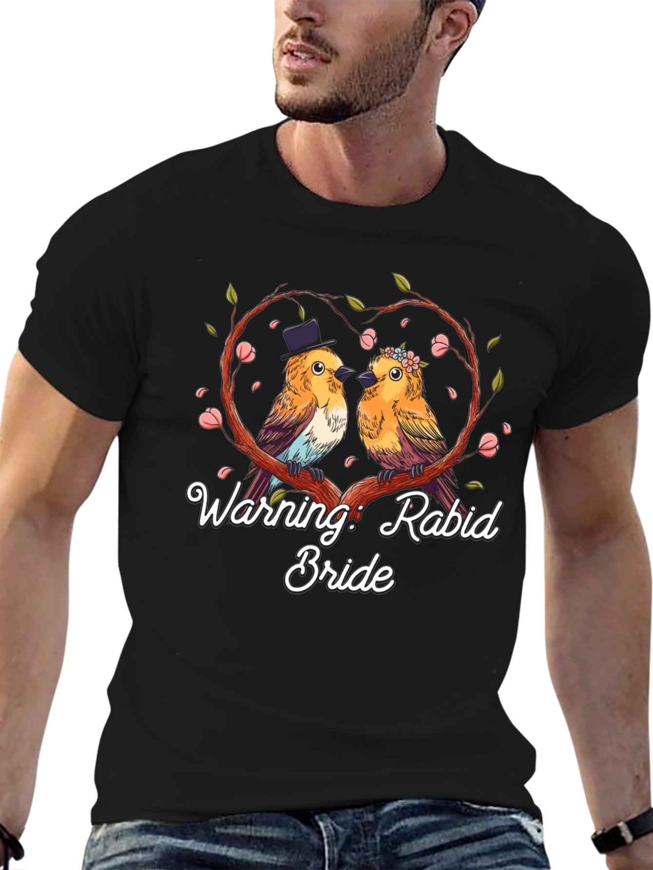 Black Warning: Rabid Bride T-Shirt Bird Lovers Funny view 6