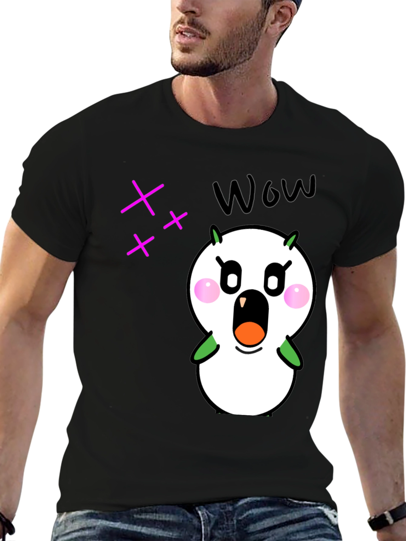 Black Funny Cartoon Character Graphic Black T-Shirt view 6