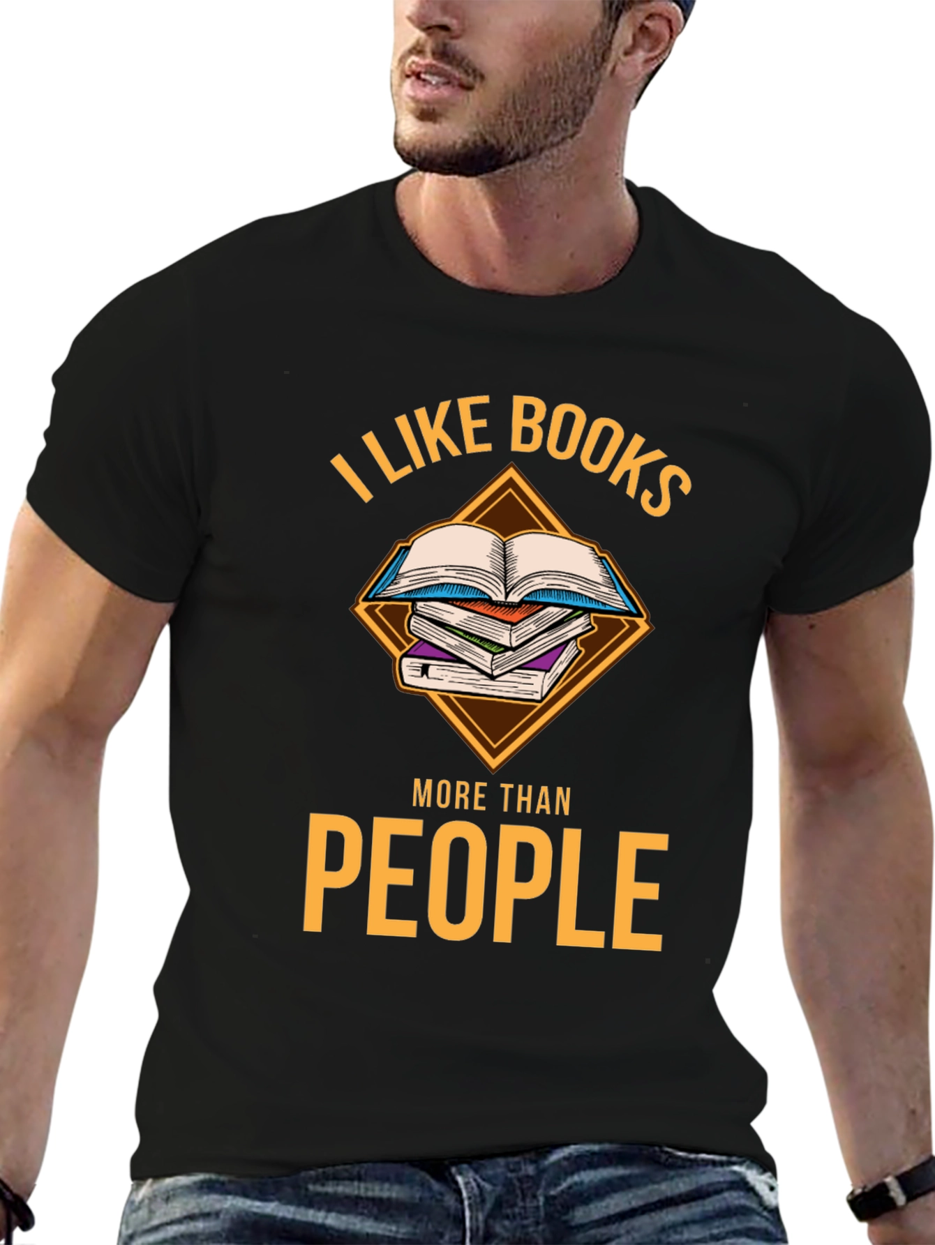 Black I Like Books More Than People T-Shirt view 6