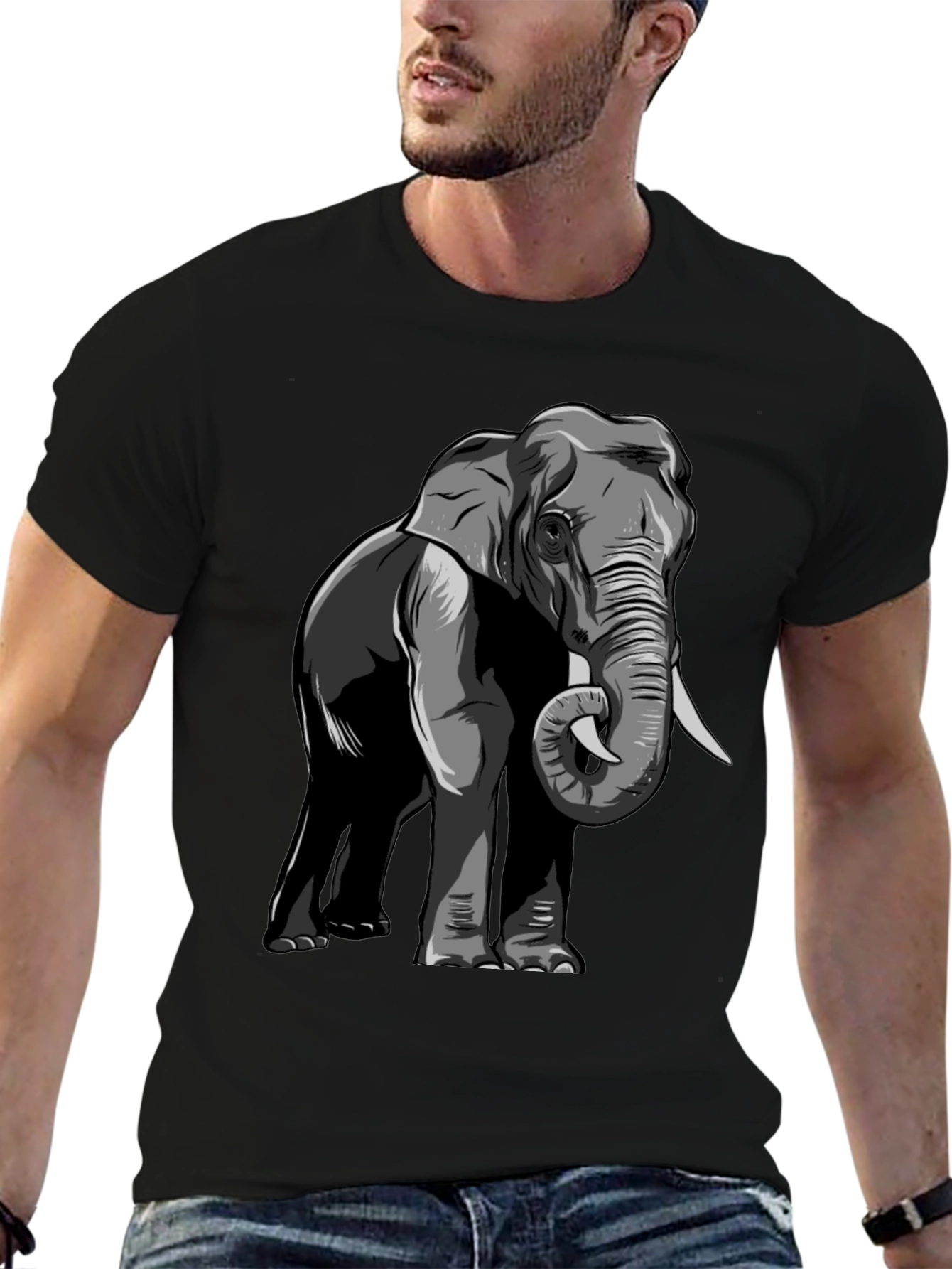 Black Elephant Graphic T-Shirt - Classic Black Tee view 6