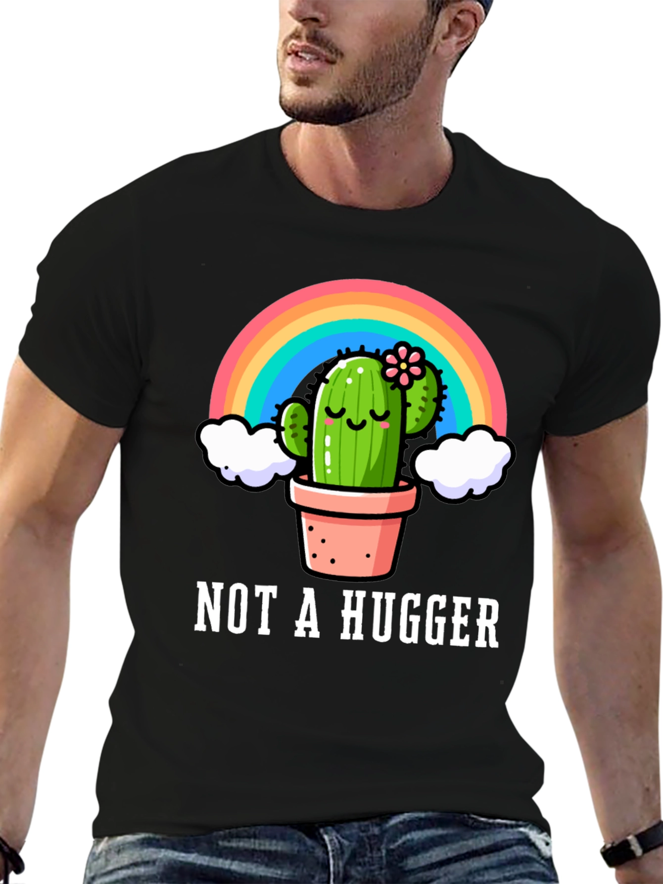 Black Not A Hugger Cactus Graphic Tee view 6