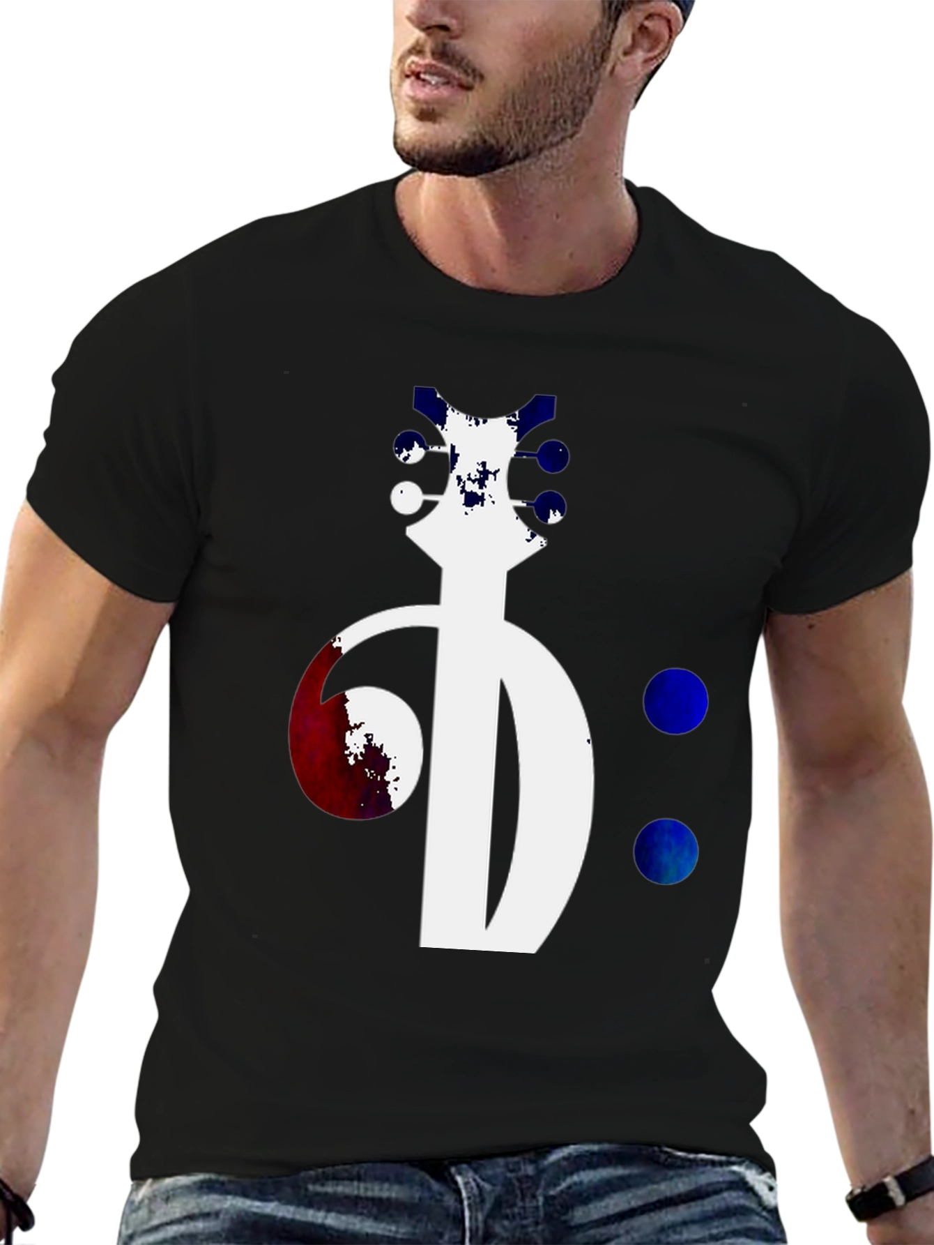 Abstract Guitar Bass Clef Graphic Tee - Unique Music Shirt - 6