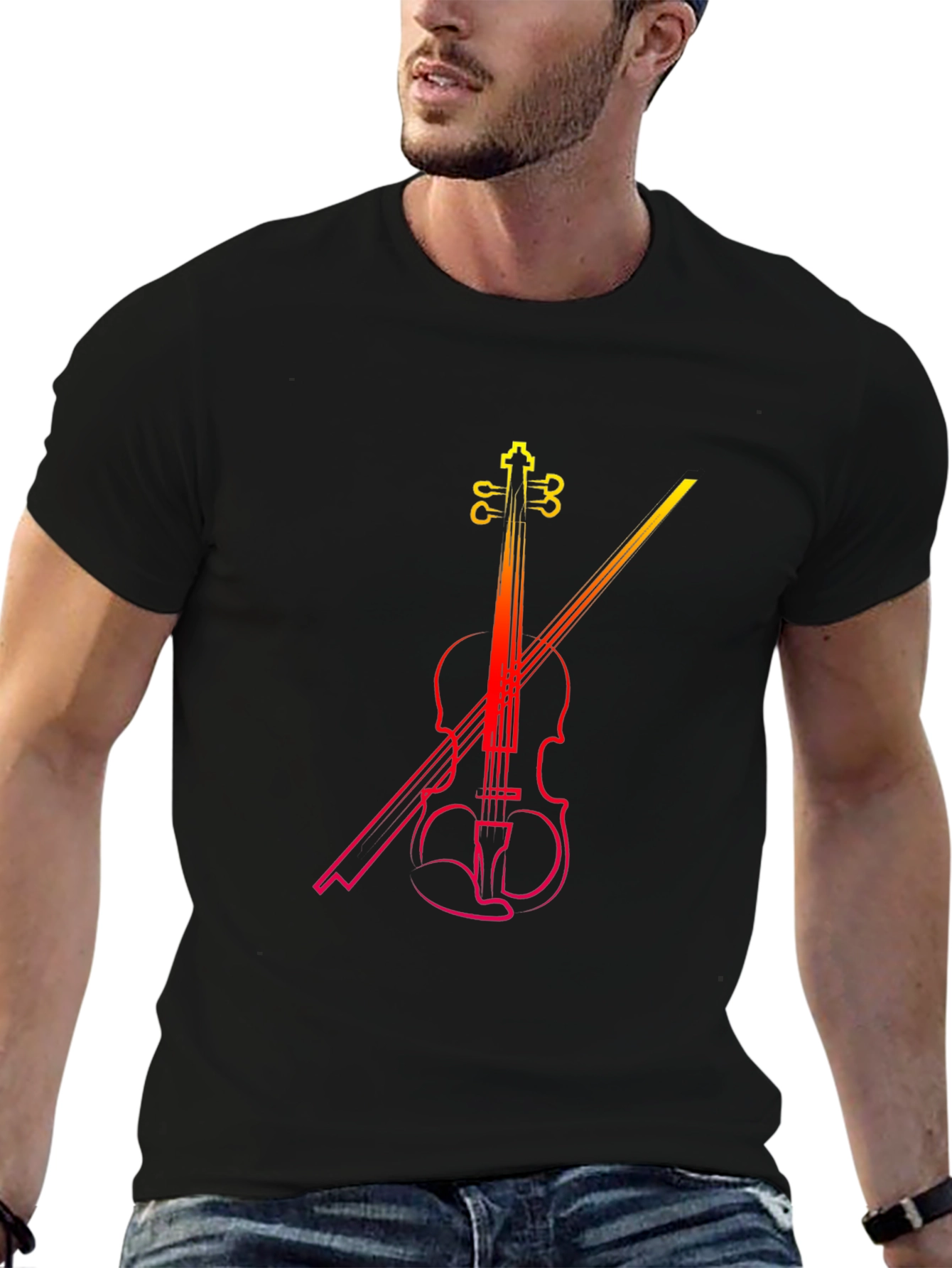 Black Violin Graphic Print Black T-Shirt view 6