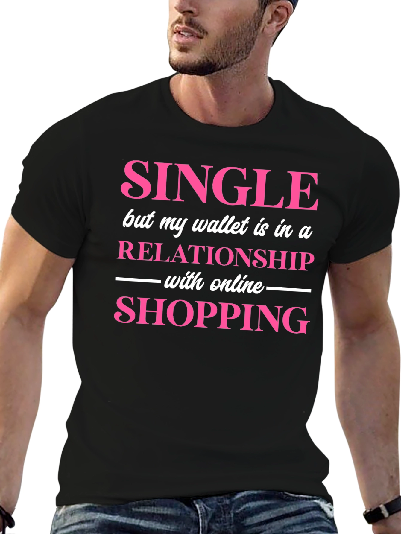 Black Single Wallet Relationship Online Shopping Graphic Tee view 6