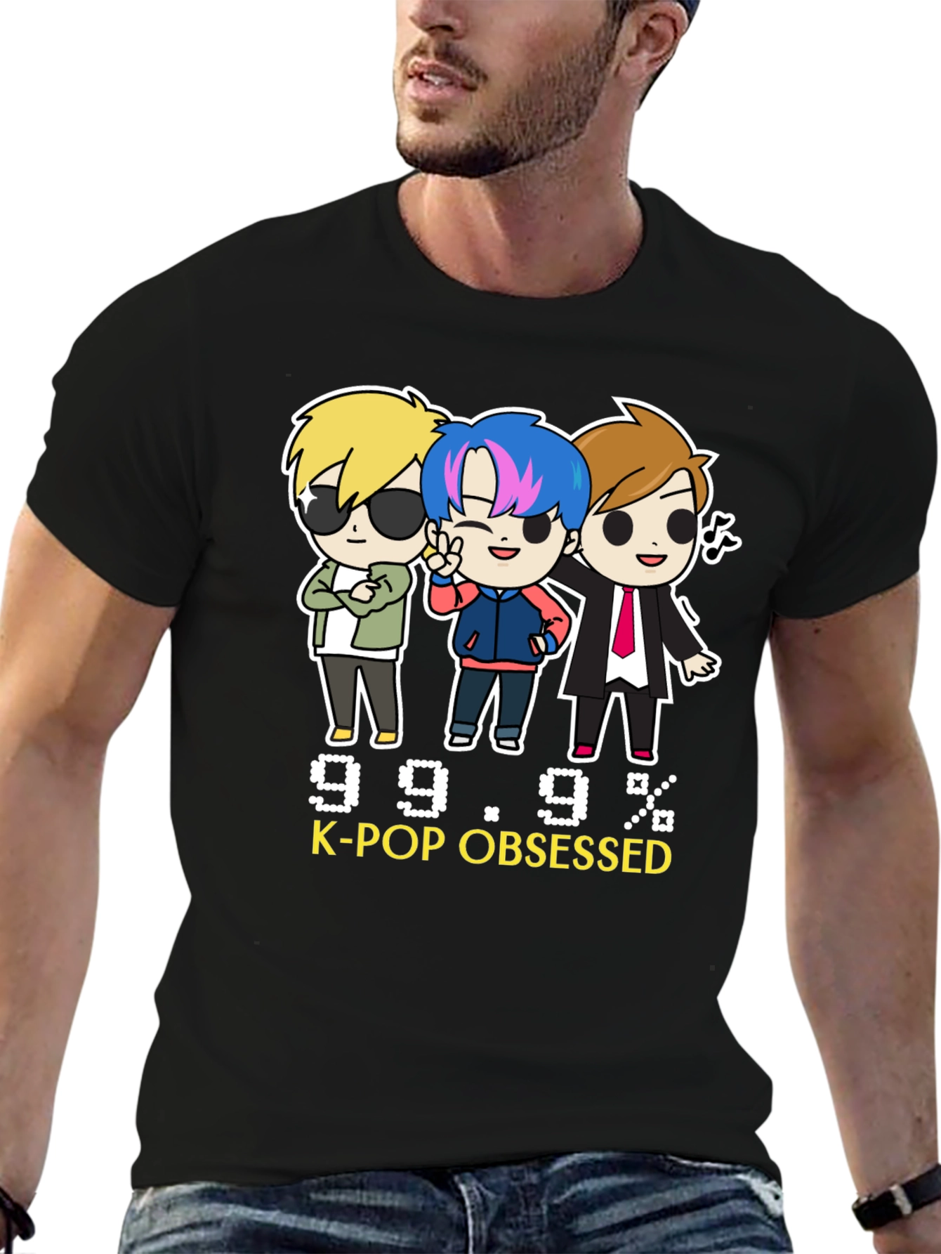 Black K-Pop Obsessed Black Graphic Tee view 6