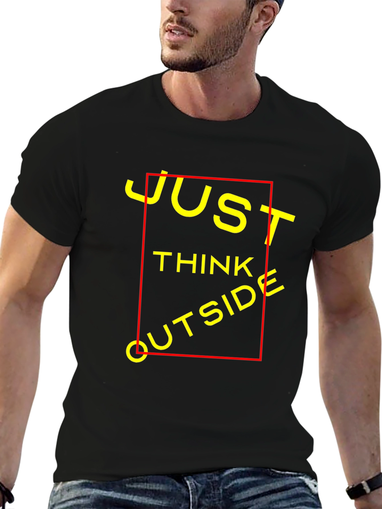 Black Just Think Outside T-Shirt - Black Crew Neck view 6
