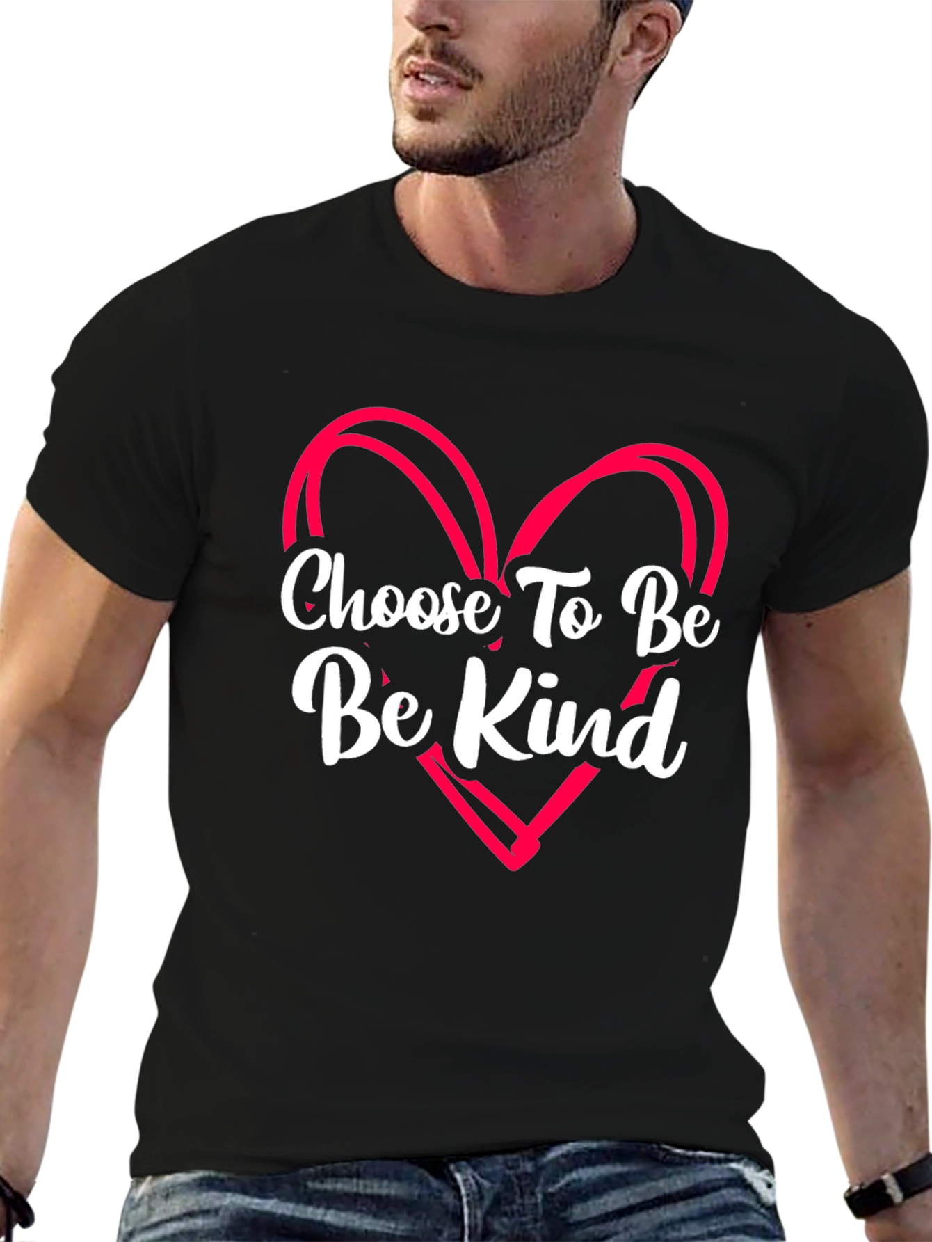 Black Choose To Be Kind Black T-Shirt with Heart view 6