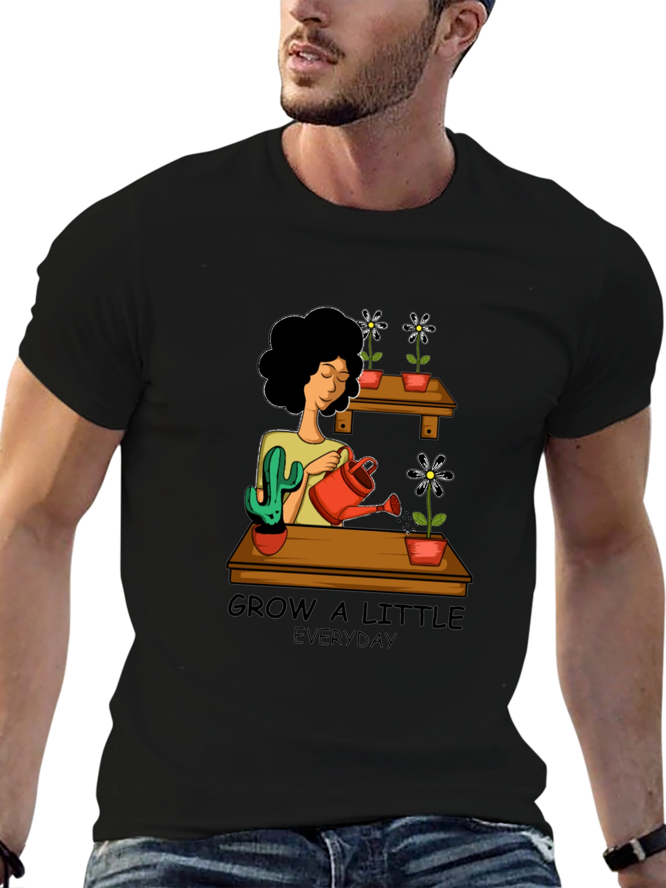 Black Grow a Little Everyday Graphic T-Shirt view 6