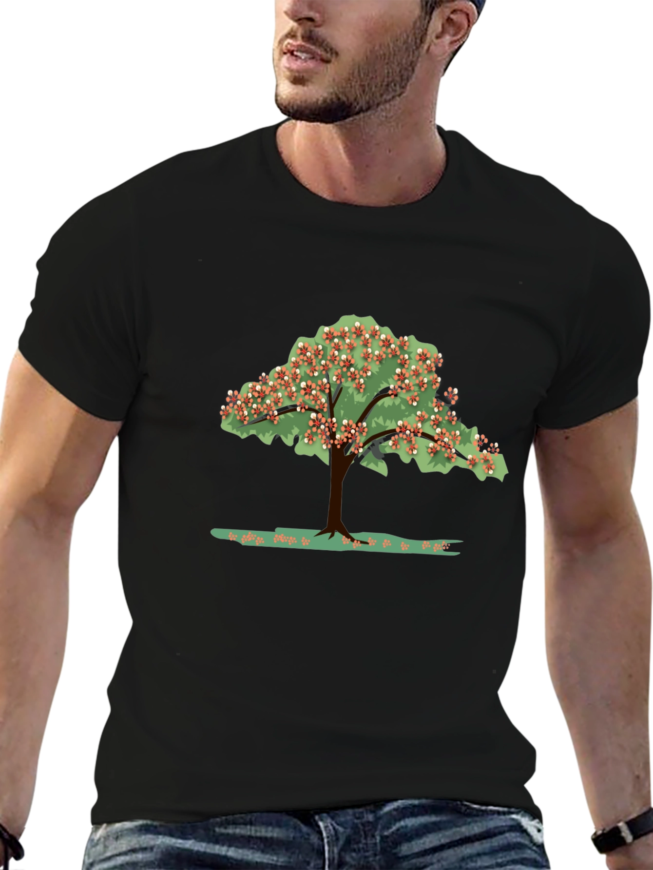 Black Nature Tree Graphic T-Shirt - Black view 6
