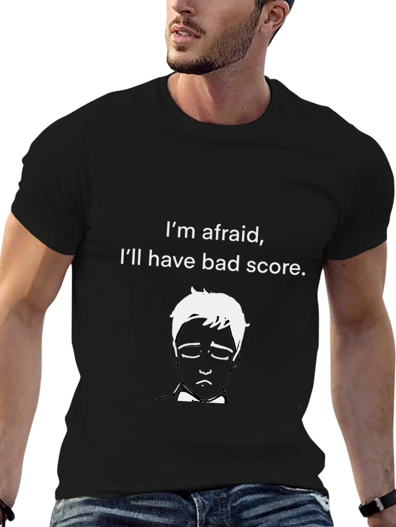 Black Afraid Bad Score Graphic Black T-Shirt view 6