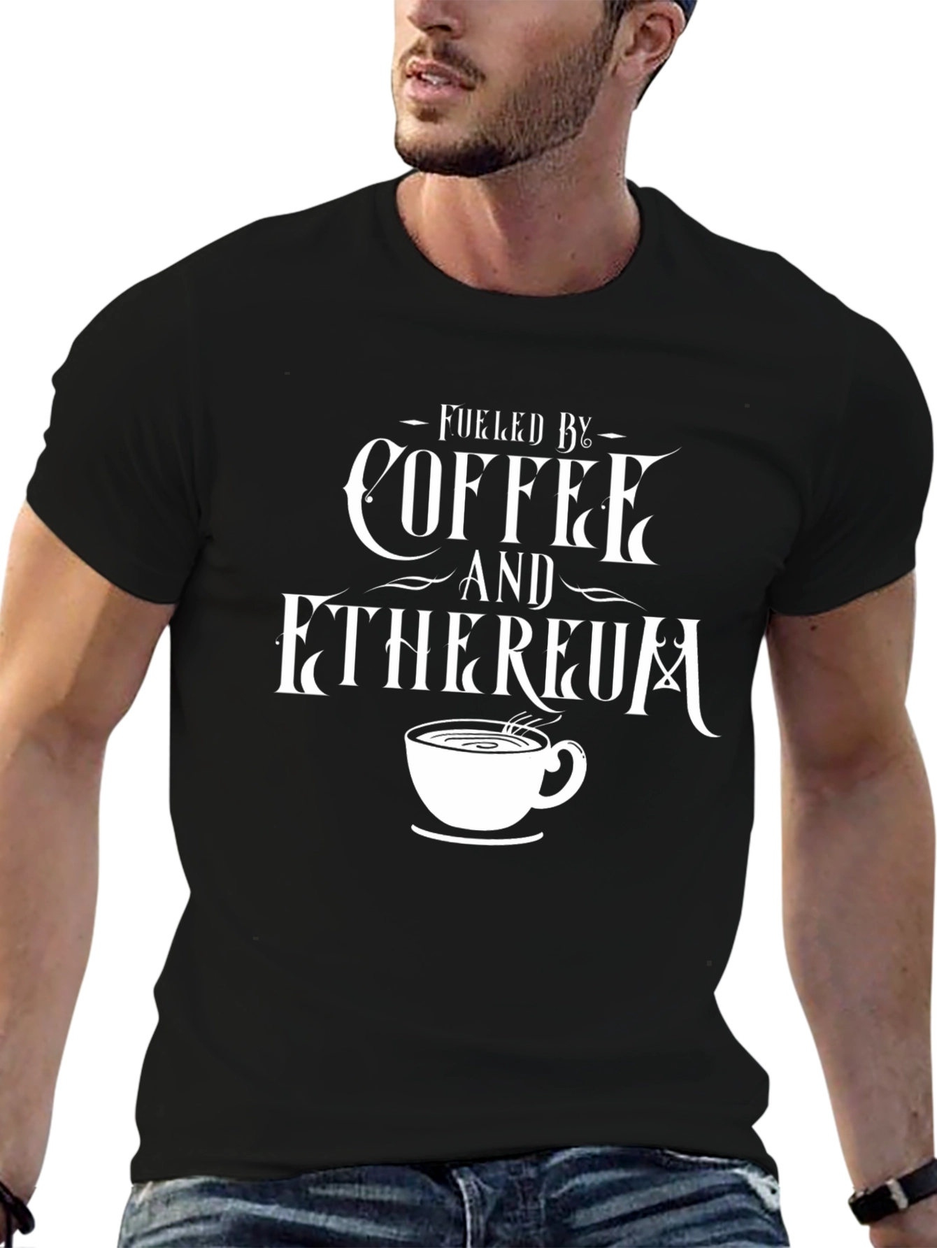 Black Fueled by Coffee & Ethereum - Graphic T-Shirt view 6