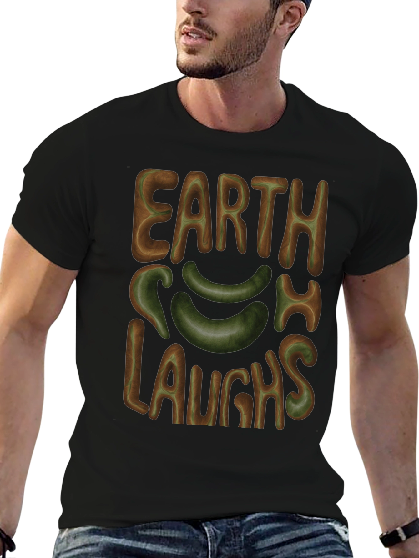 Black Earth Laughs T-Shirt - Graphic Tee view 6