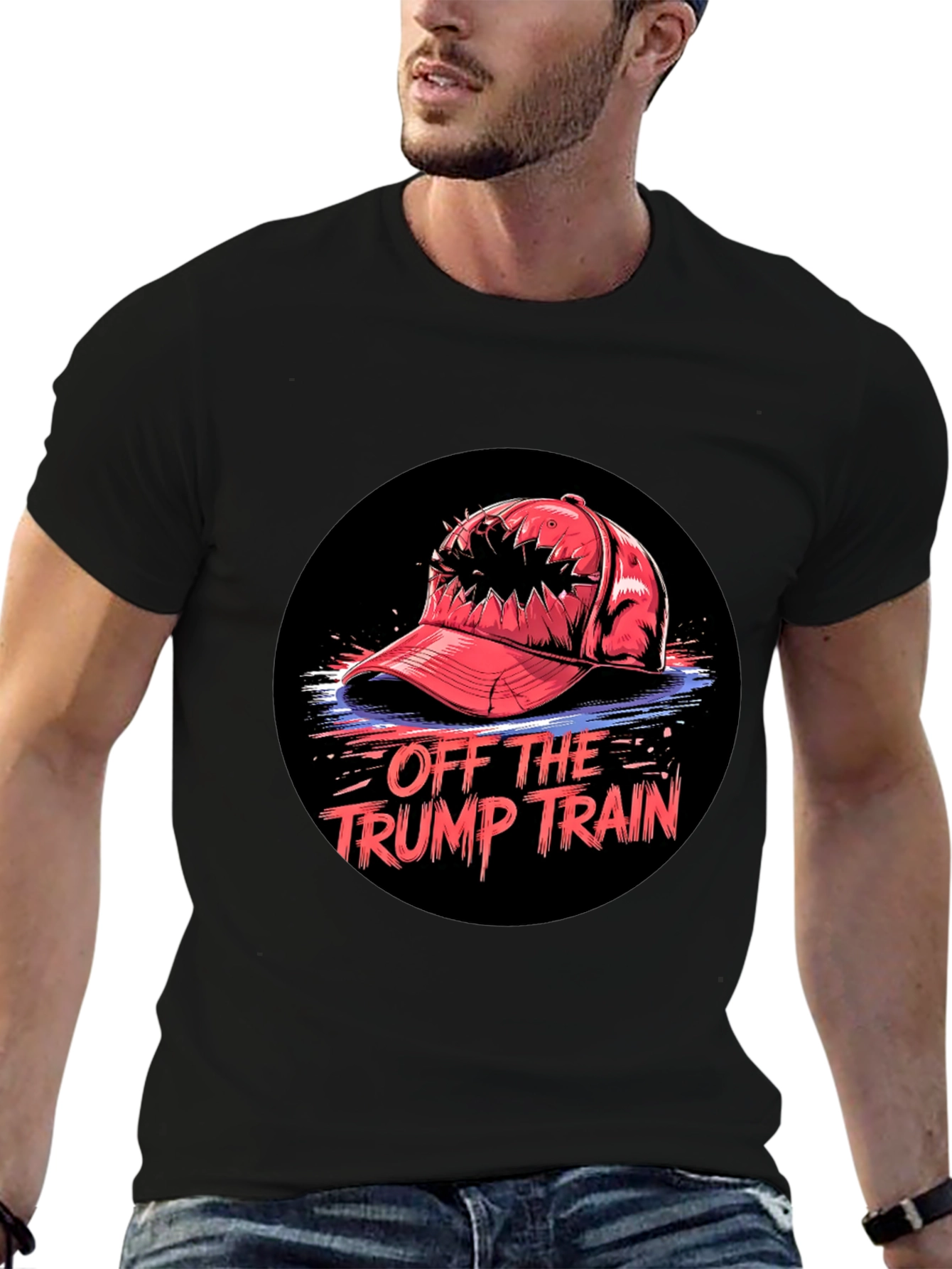 Black Off The Trump Train Graphic Tee view 6