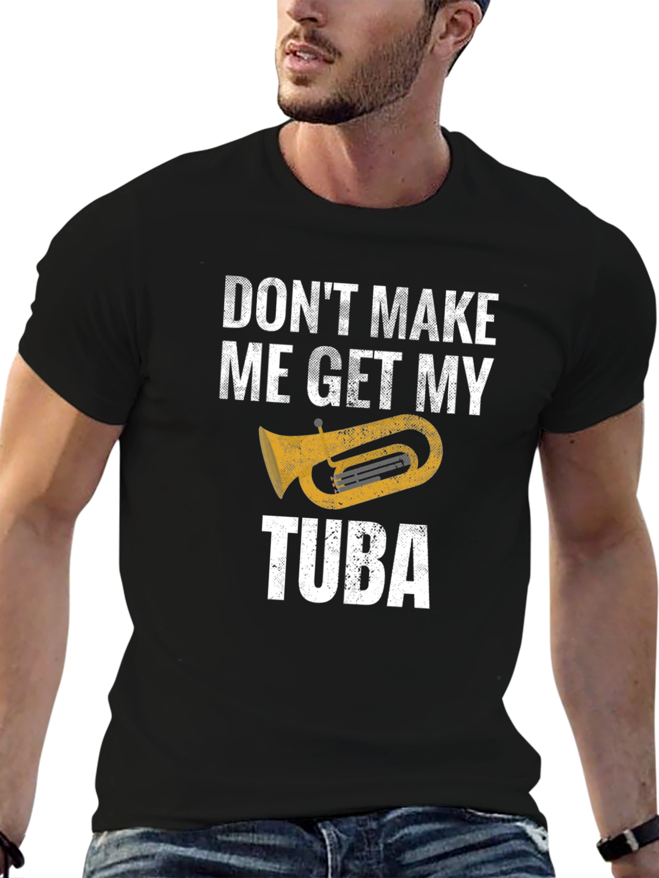 Black Don't Make Me Get My Tuba - Funny Music T-Shirt view 6