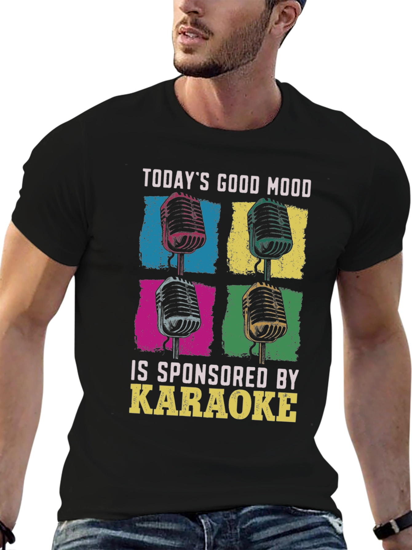 Black Karaoke Good Mood Graphic T-Shirt view 6