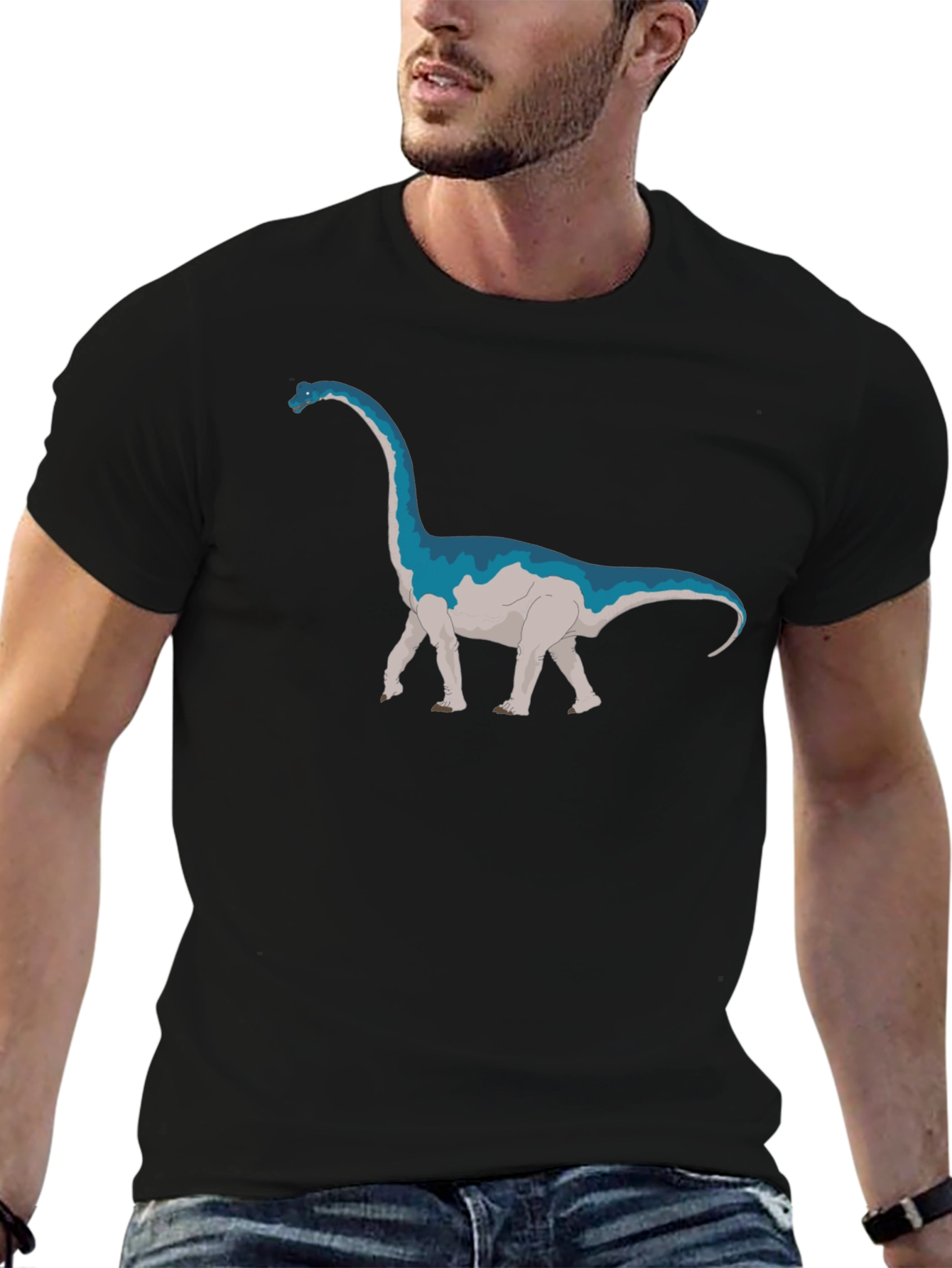 Black Blue Dinosaur Graphic T-Shirt view 6