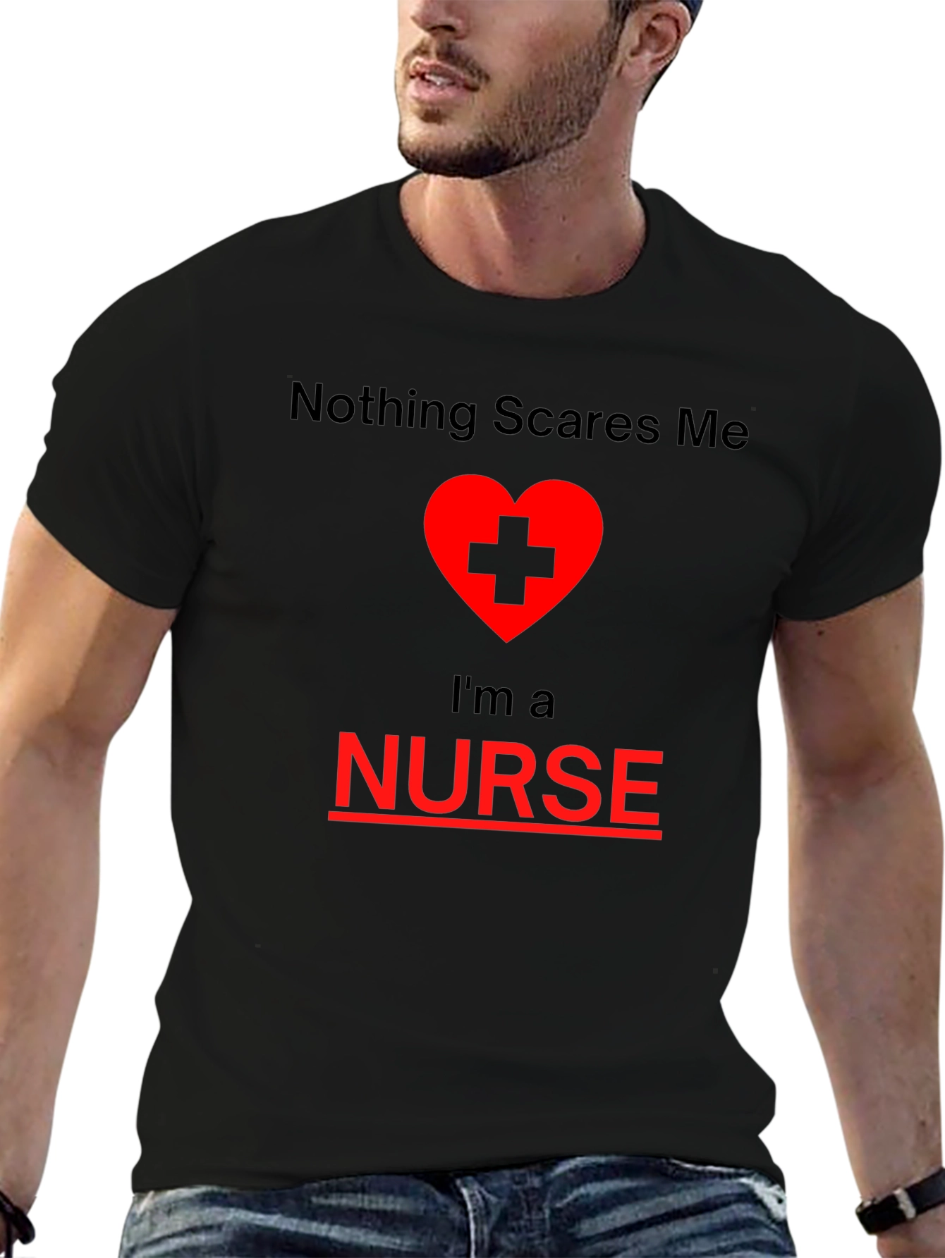 Black Nothing Scares Me I'm A Nurse T-Shirt view 6