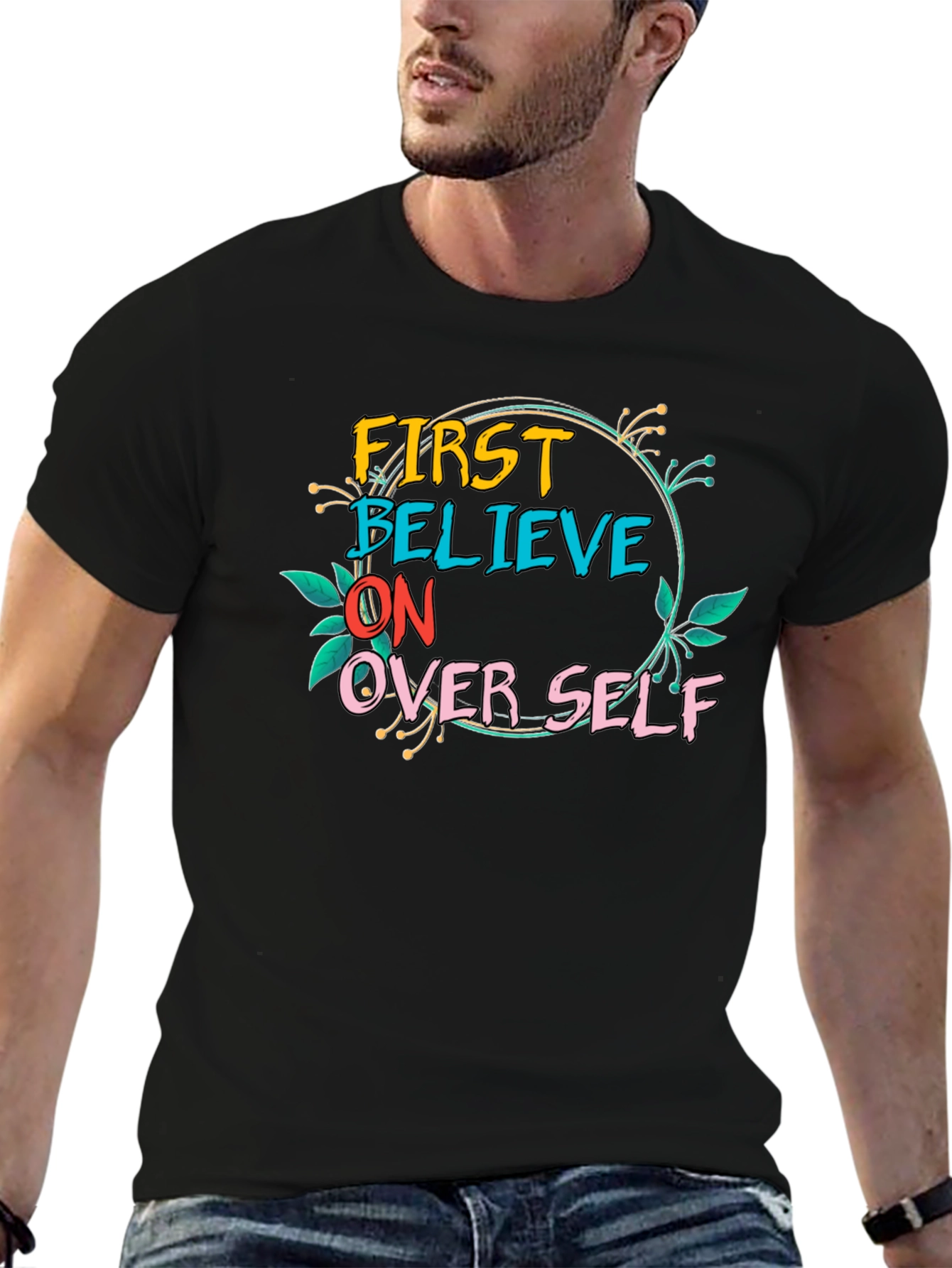 Black Believe In Over Self Graphic Tee view 6