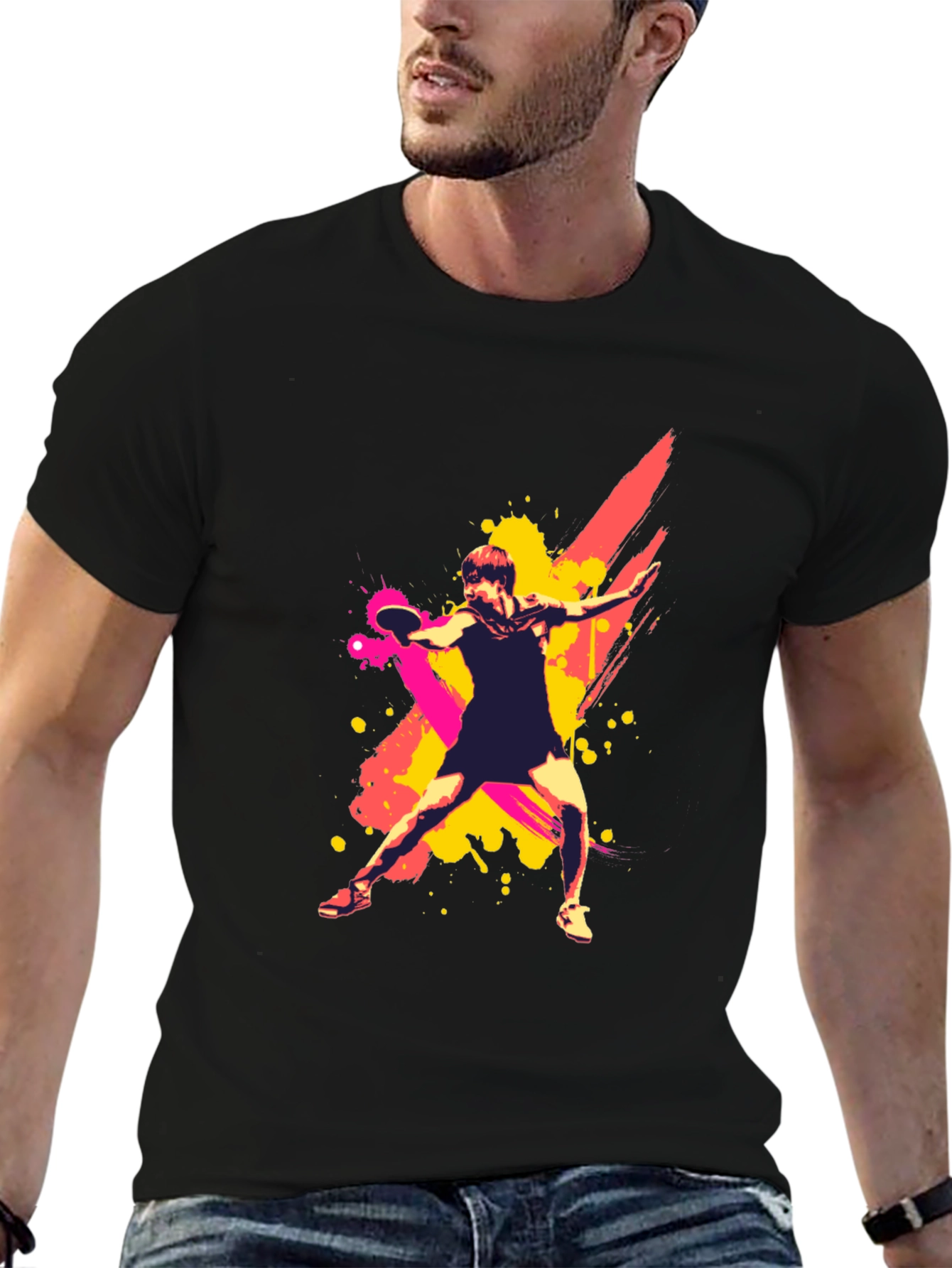 Black Tennis Player Graphic T-Shirt - Cool Sports Tee view 6