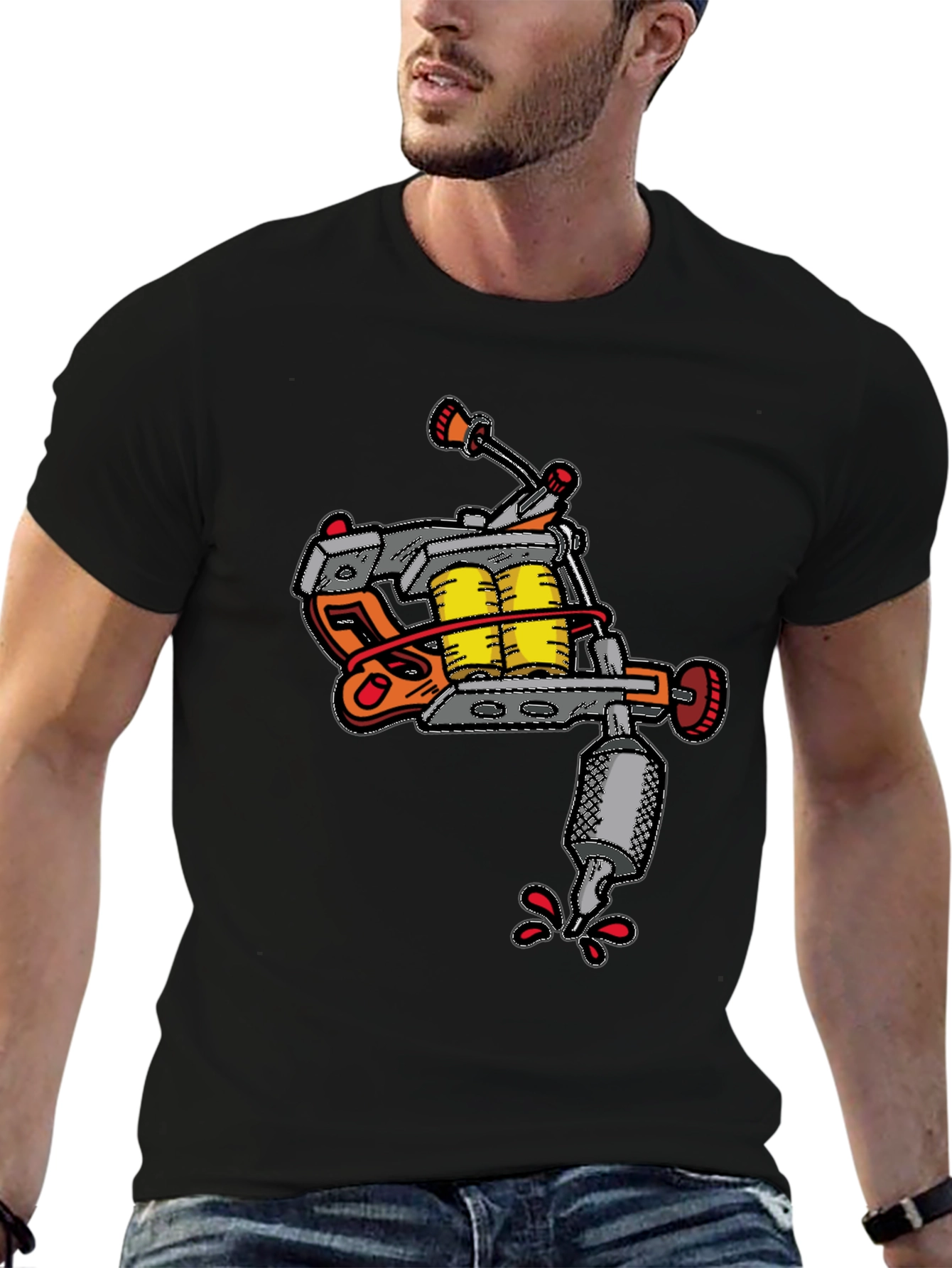 Black Tattoo Machine Graphic Tee - Unique Design view 6
