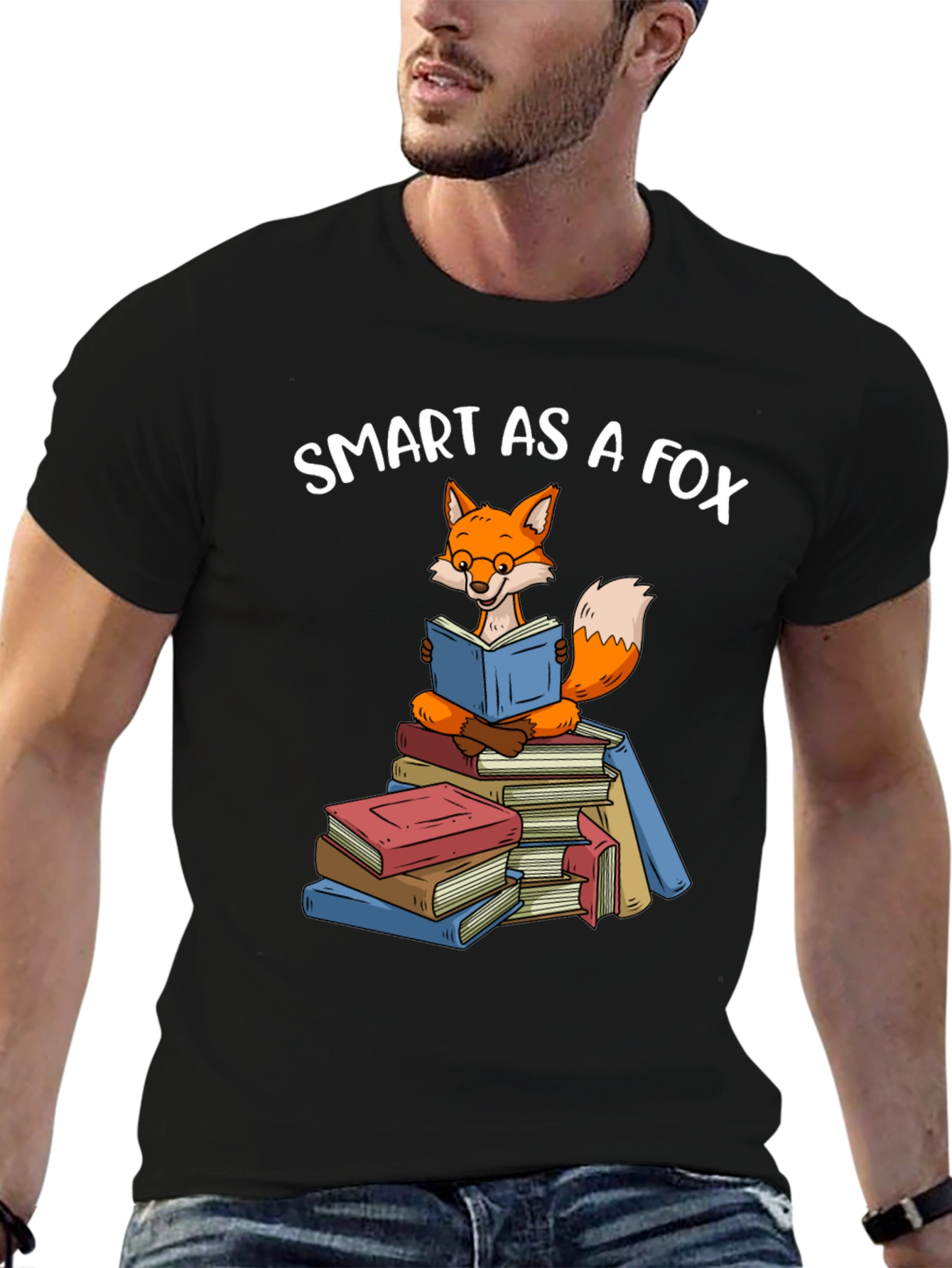 Black Smart As A Fox Book T-Shirt view 6